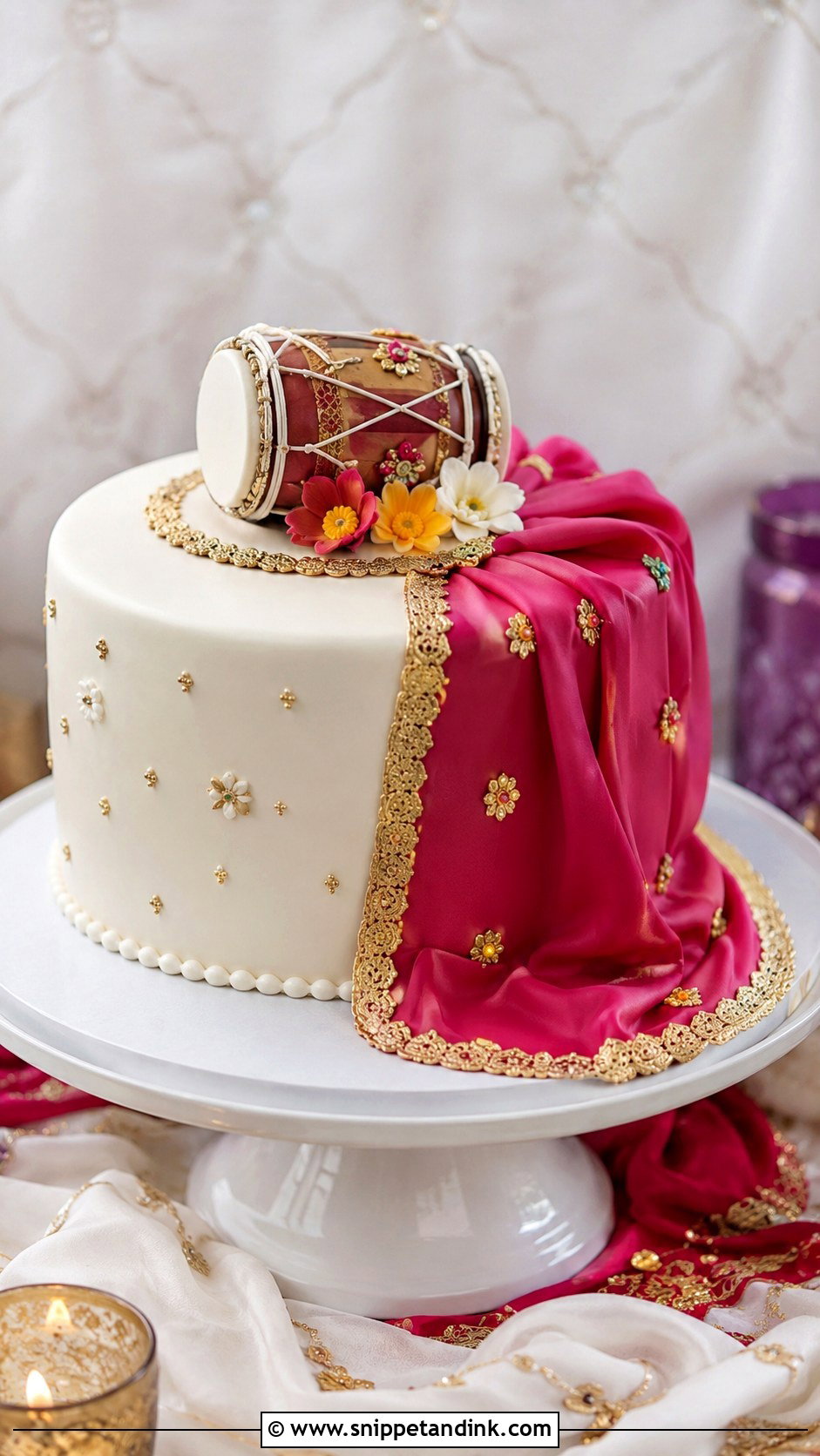 Dholki Cake With Dupatta - Snippet and Ink - 20 Dholki Cake Ideas