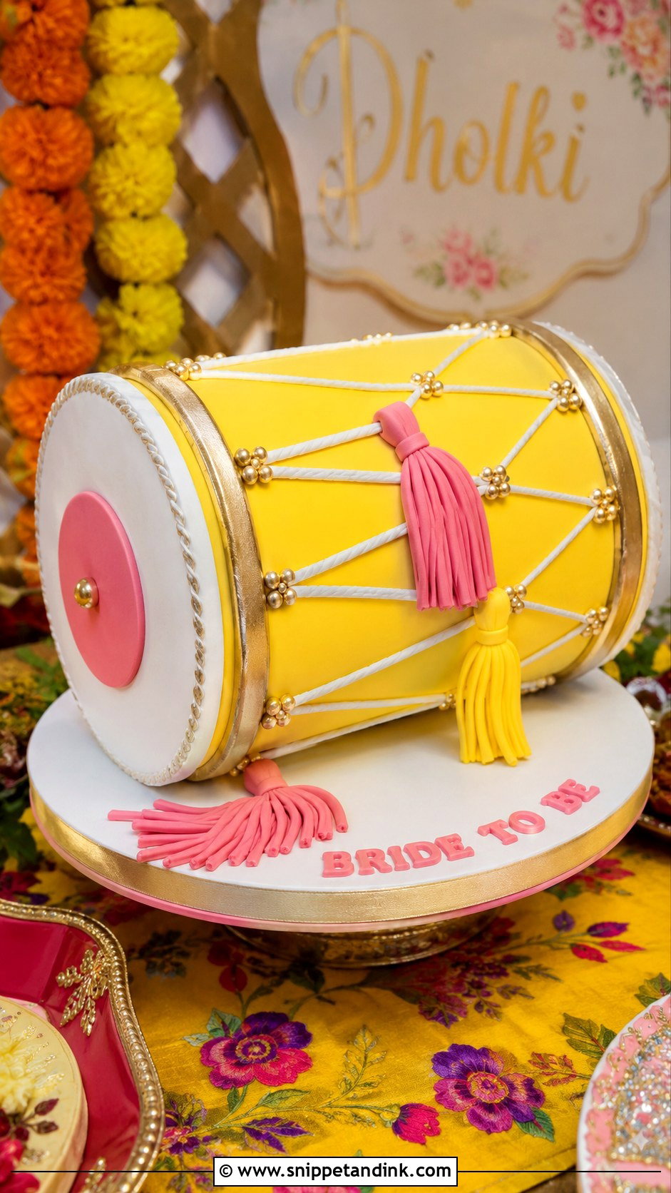 Dholki Cake With Fondant Drum - Snippet and Ink - 20 Dholki Cake Ideas