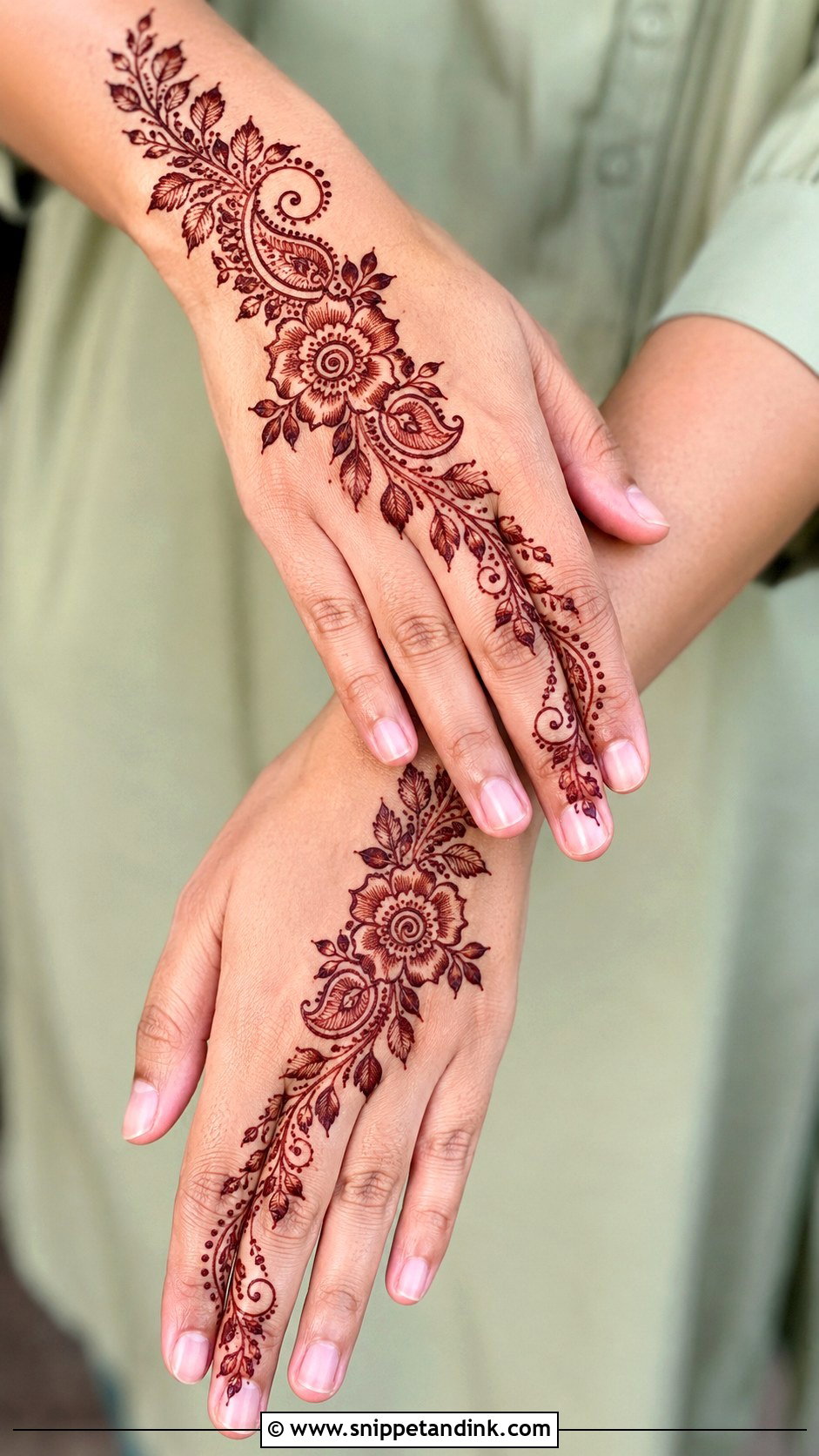 Diagonal Half Hand Mehndi Design - Snippet and Ink - 35 Half Hand Mehndi Design Ideas
