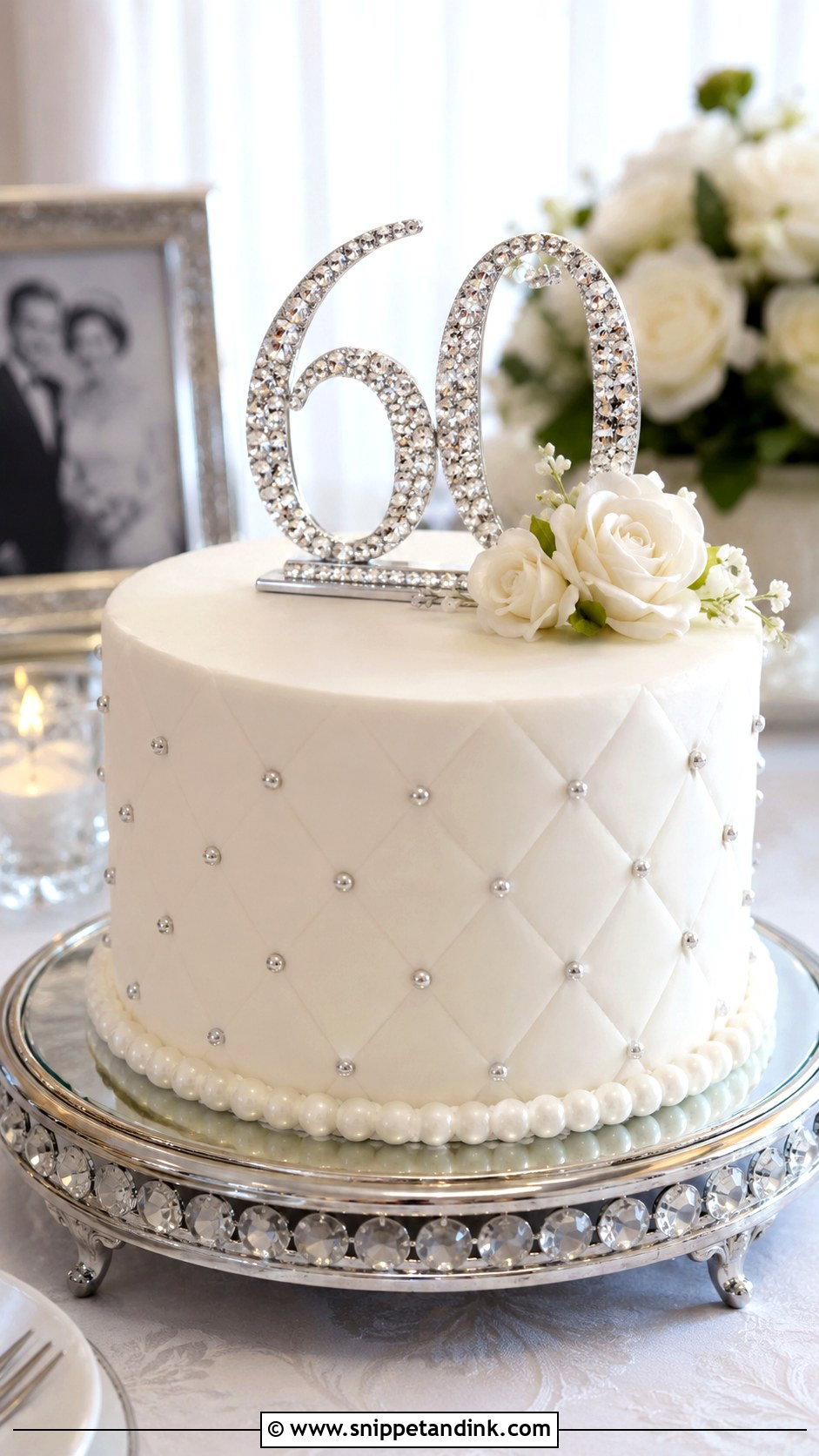 Diamond Anniversary Cake With Number 60 - Snippet and Ink - 20 Diamond Wedding Anniversary Cake Ideas
