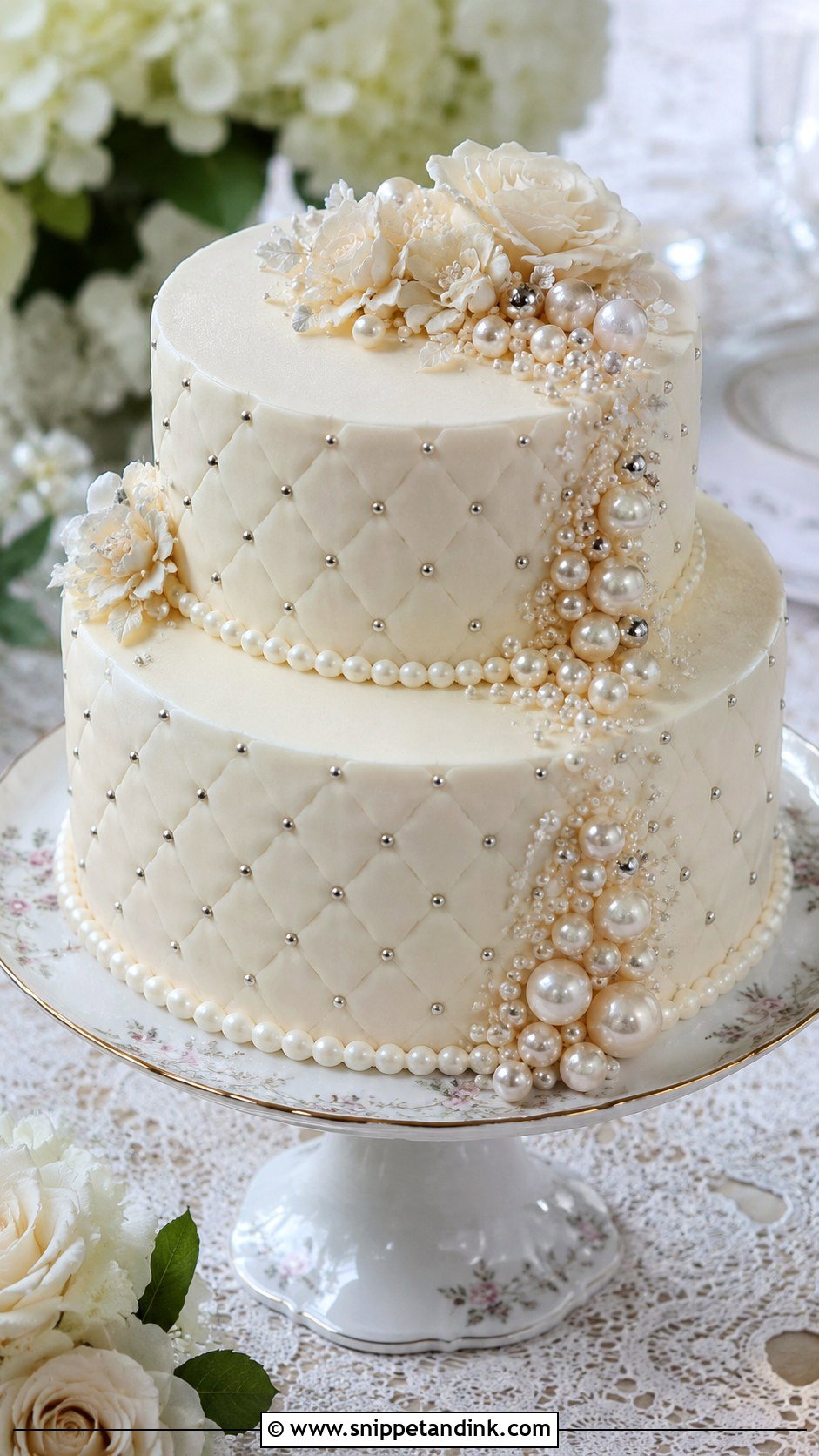 Diamond Anniversary Cake With Pearls - Snippet and Ink - 20 Diamond Wedding Anniversary Cake Ideas