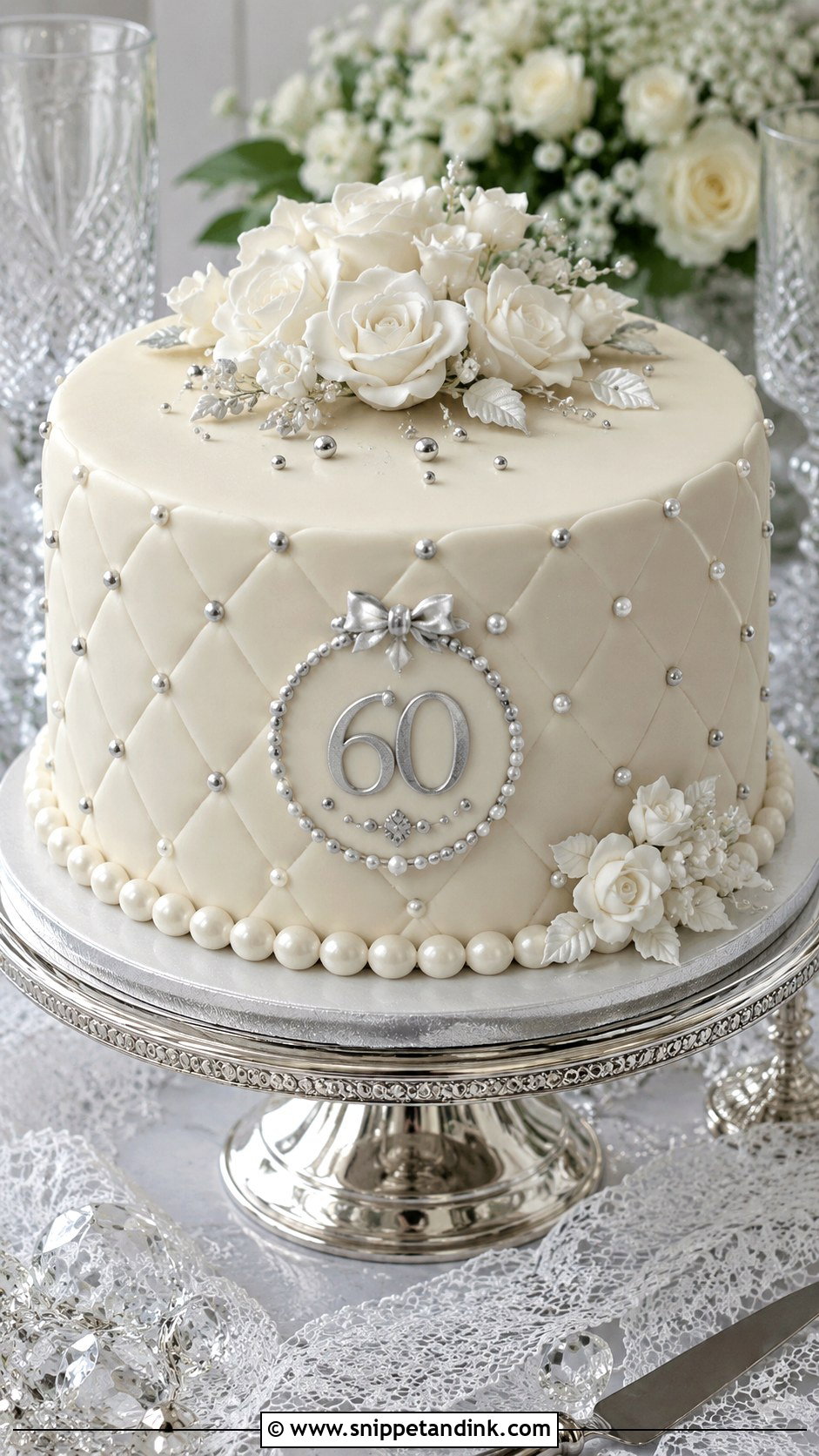 Diamond Anniversary Cake With Quilted Fondant - Snippet and Ink - 20 Diamond Wedding Anniversary Cake Ideas
