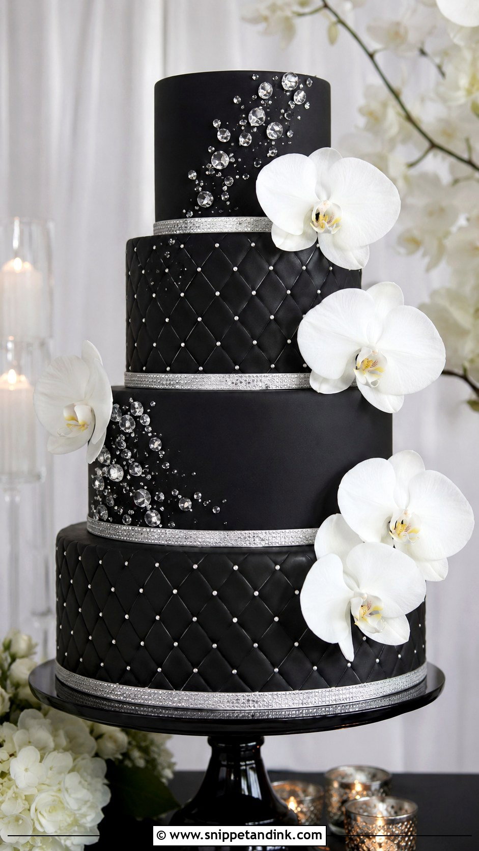 Diamond Black Wedding Cake - Snippet and Ink - 30 Diamond Wedding Cake Ideas