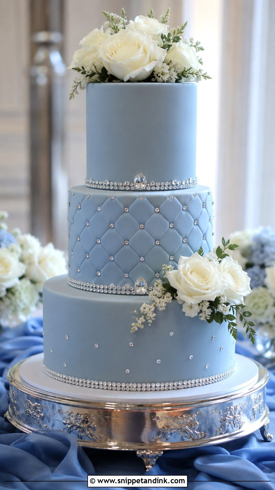 Diamond Blue Wedding Cake - Snippet and Ink - 30 Diamond Wedding Cake Ideas