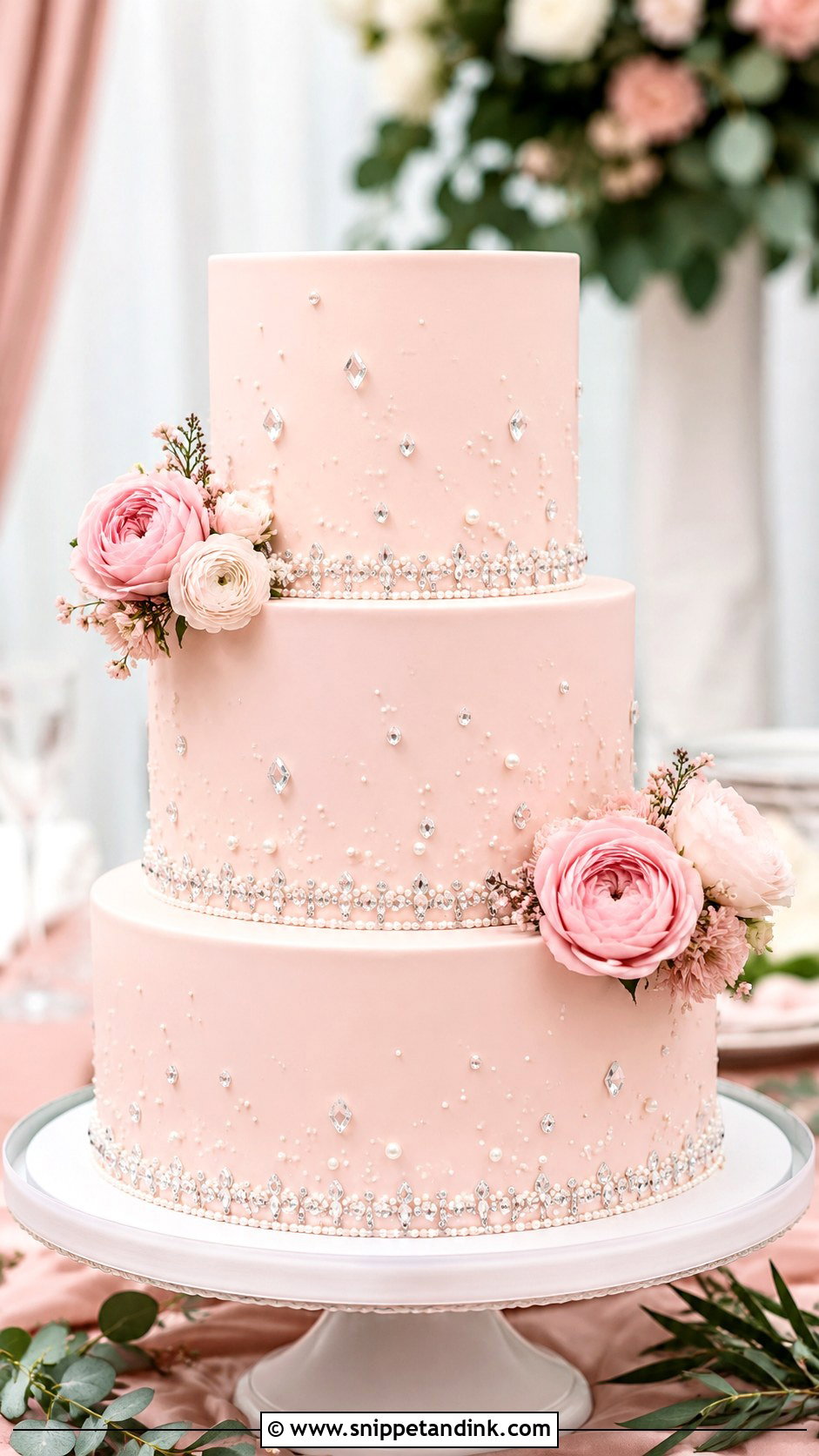 Diamond Blush Wedding Cake - Snippet and Ink - 30 Diamond Wedding Cake Ideas