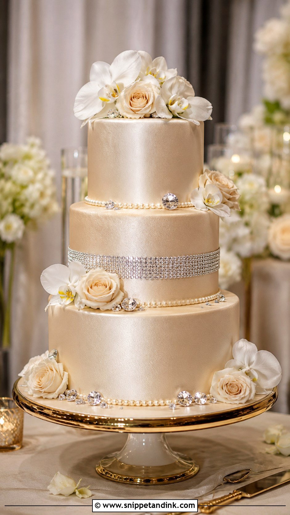 Diamond Champagne Wedding Cake - Snippet and Ink - 30 Diamond Wedding Cake Ideas