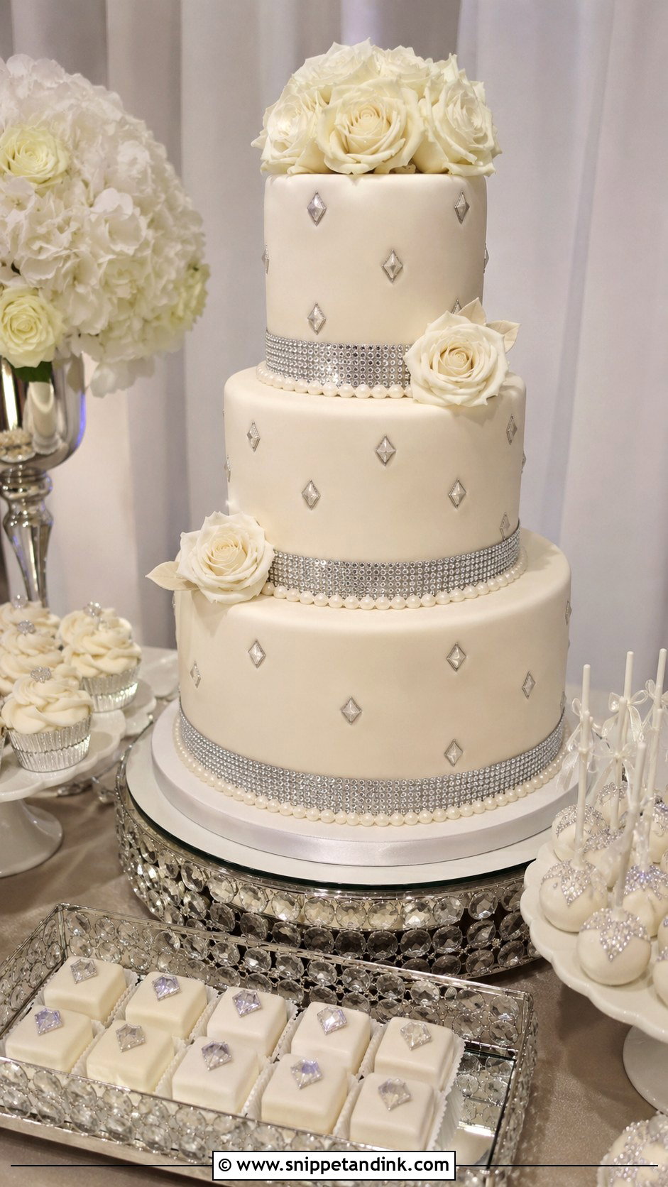 Diamond Dessert Table Wedding Cake - Snippet and Ink - 30 Diamond Wedding Cake Ideas