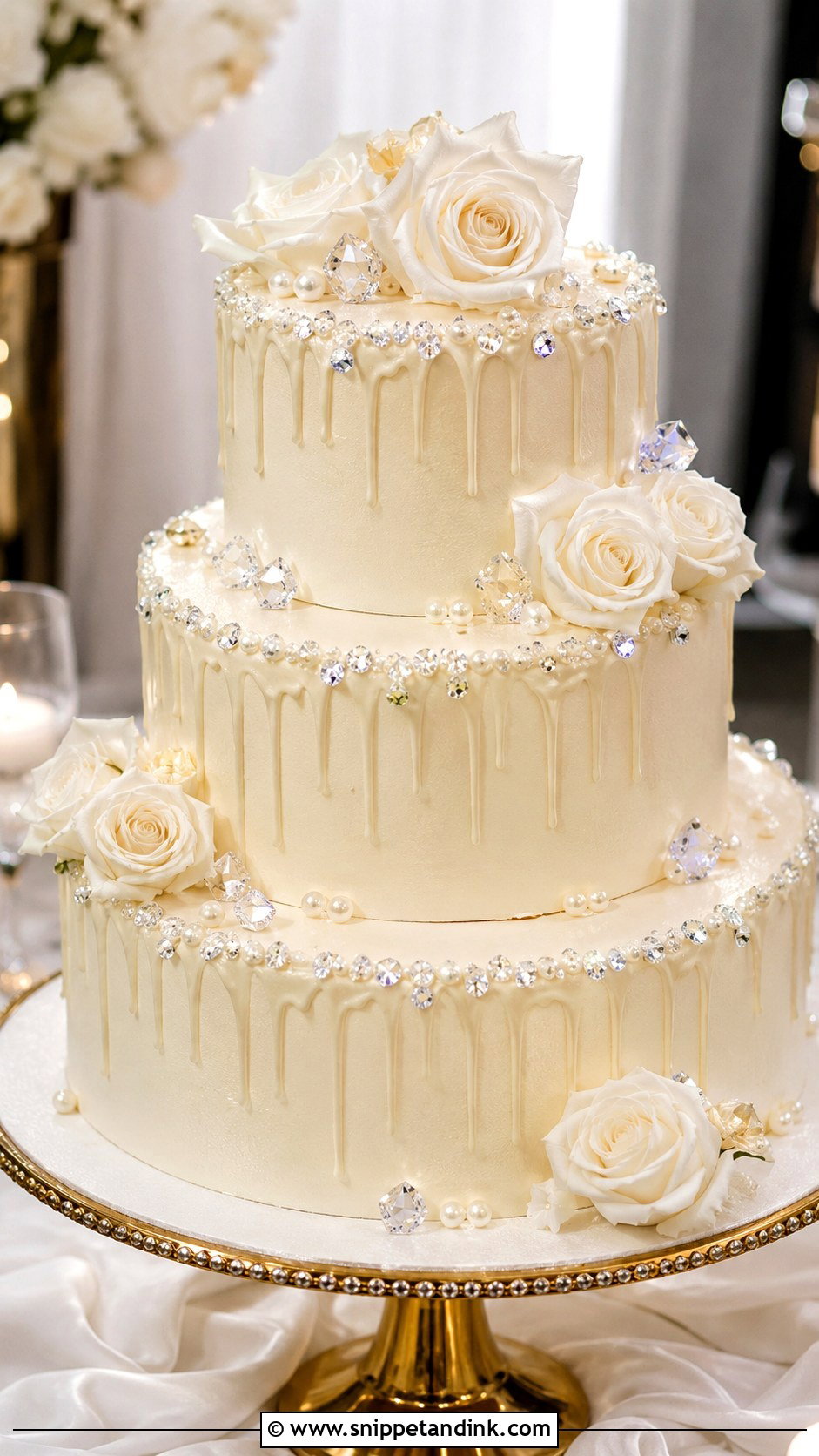 Diamond Drip Wedding Cake - Snippet and Ink - 30 Diamond Wedding Cake Ideas