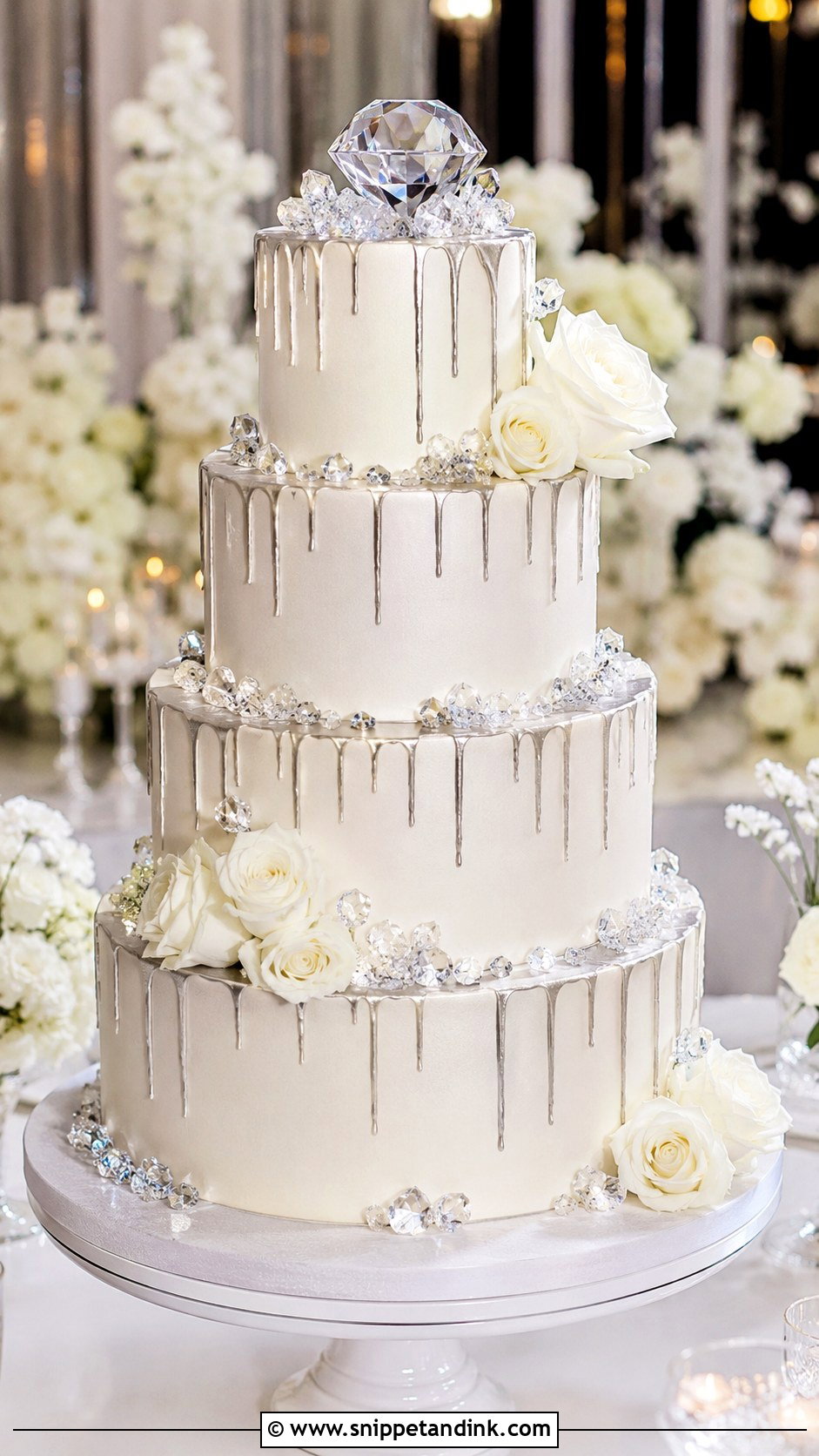 Diamond Drip Wedding Cake - Snippet and Ink - 25 Diamond Bling Wedding Cakes