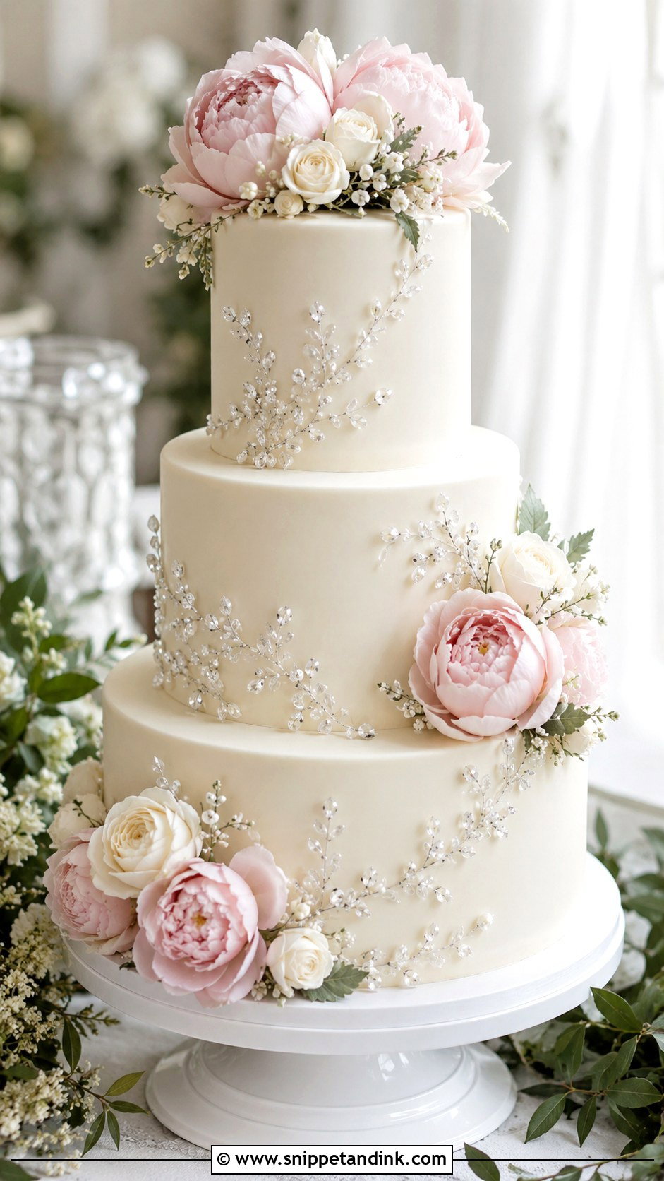 Diamond Floral Wedding Cake - Snippet and Ink - 30 Diamond Wedding Cake Ideas