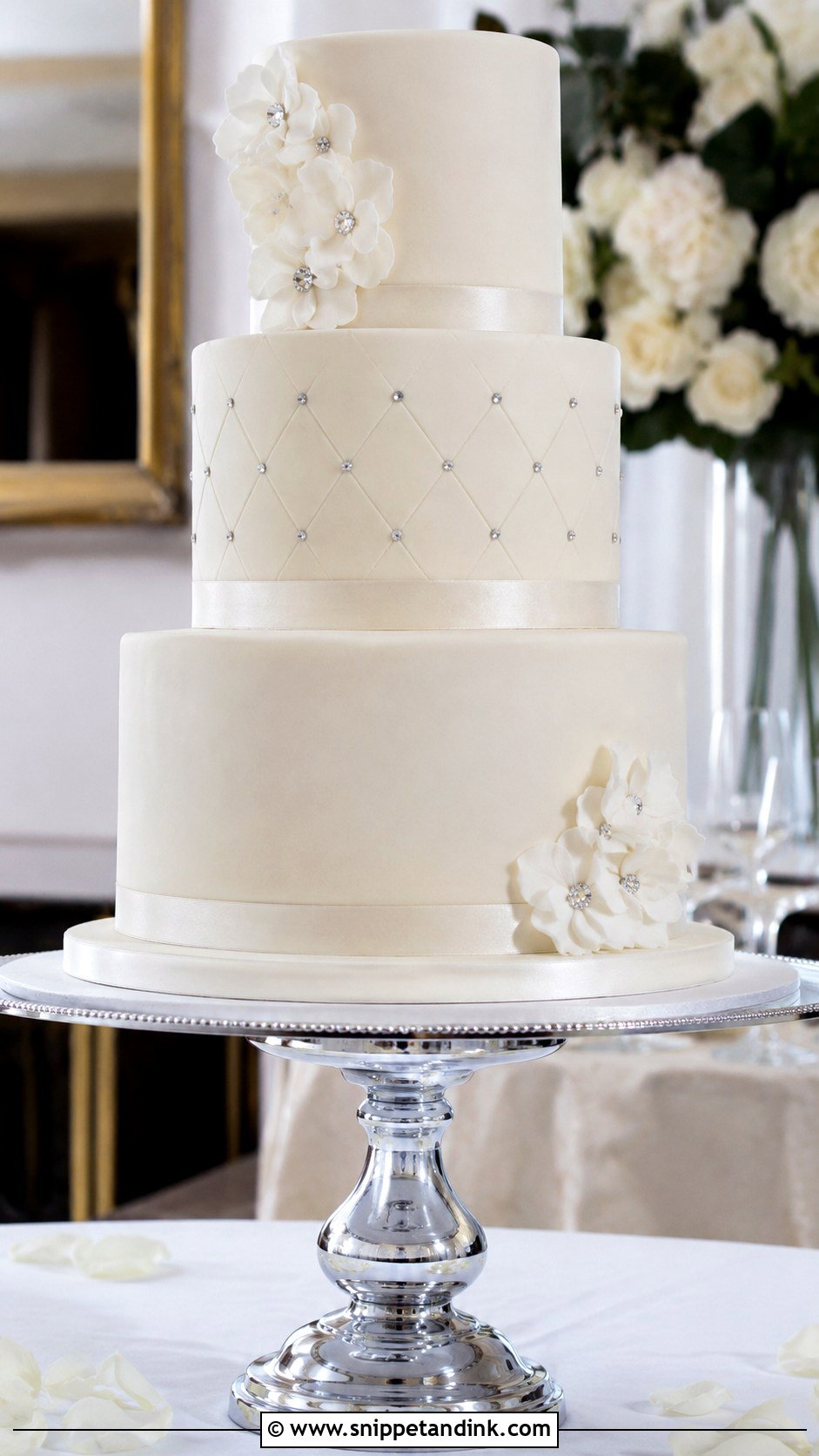 Diamond Fondant Wedding Cake - Snippet and Ink - 30 Diamond Wedding Cake Ideas