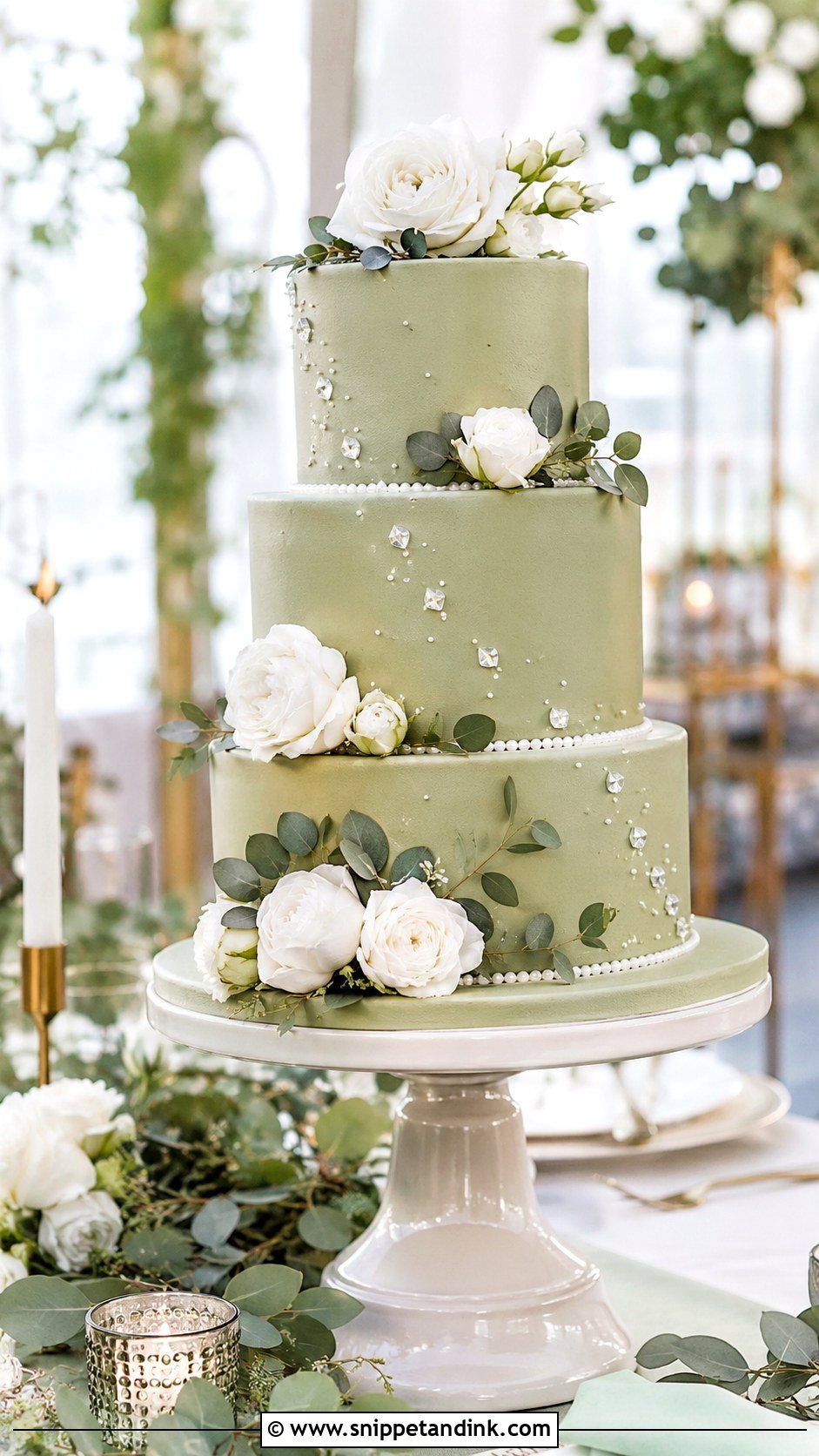 Diamond Green Wedding Cake - Snippet and Ink - 30 Diamond Wedding Cake Ideas
