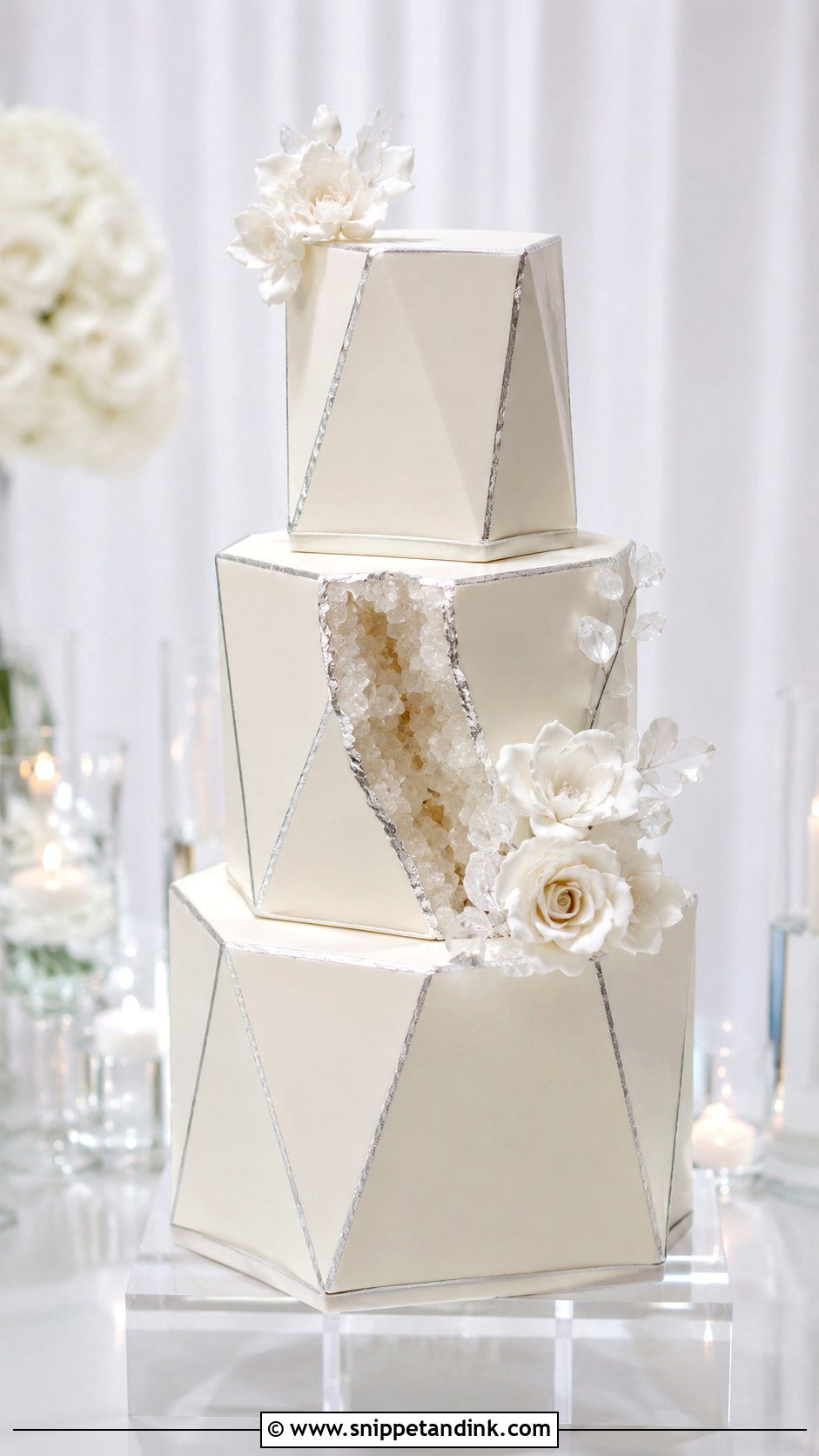 Diamond Hexagon Wedding Cake - Snippet and Ink - 30 Diamond Wedding Cake Ideas
