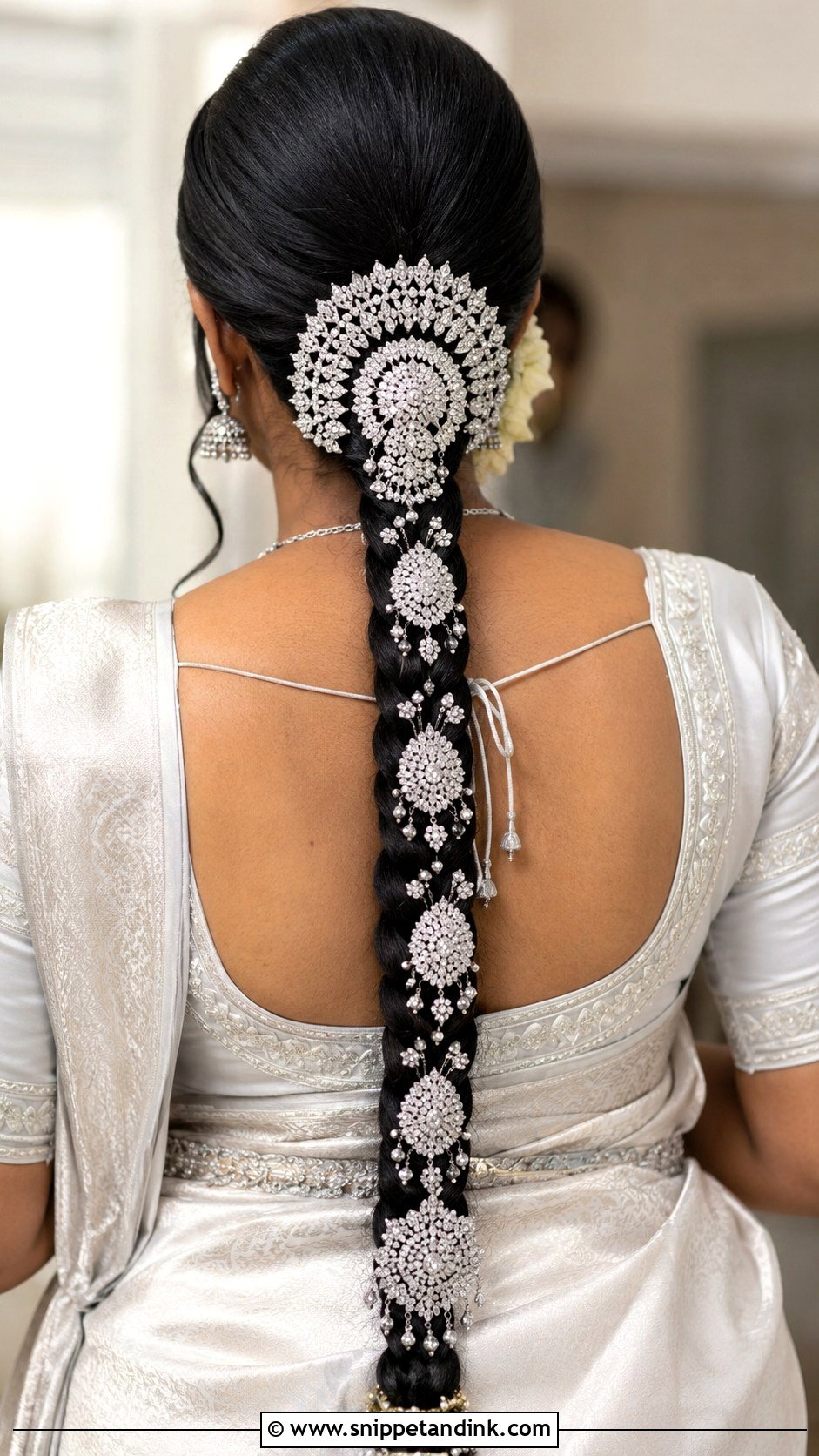 Diamond Jada Bridal Braid - Snippet and Ink - 25 South Indian Bride Engagement Hairstyle Ideas