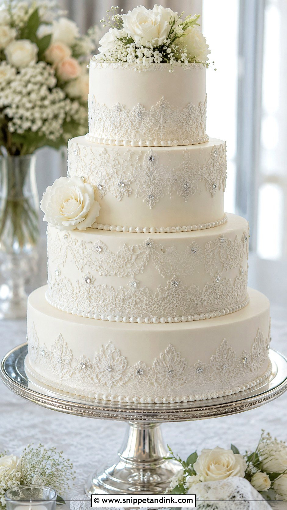 Diamond Lace Wedding Cake - Snippet and Ink - 25 Diamond Bling Wedding Cakes