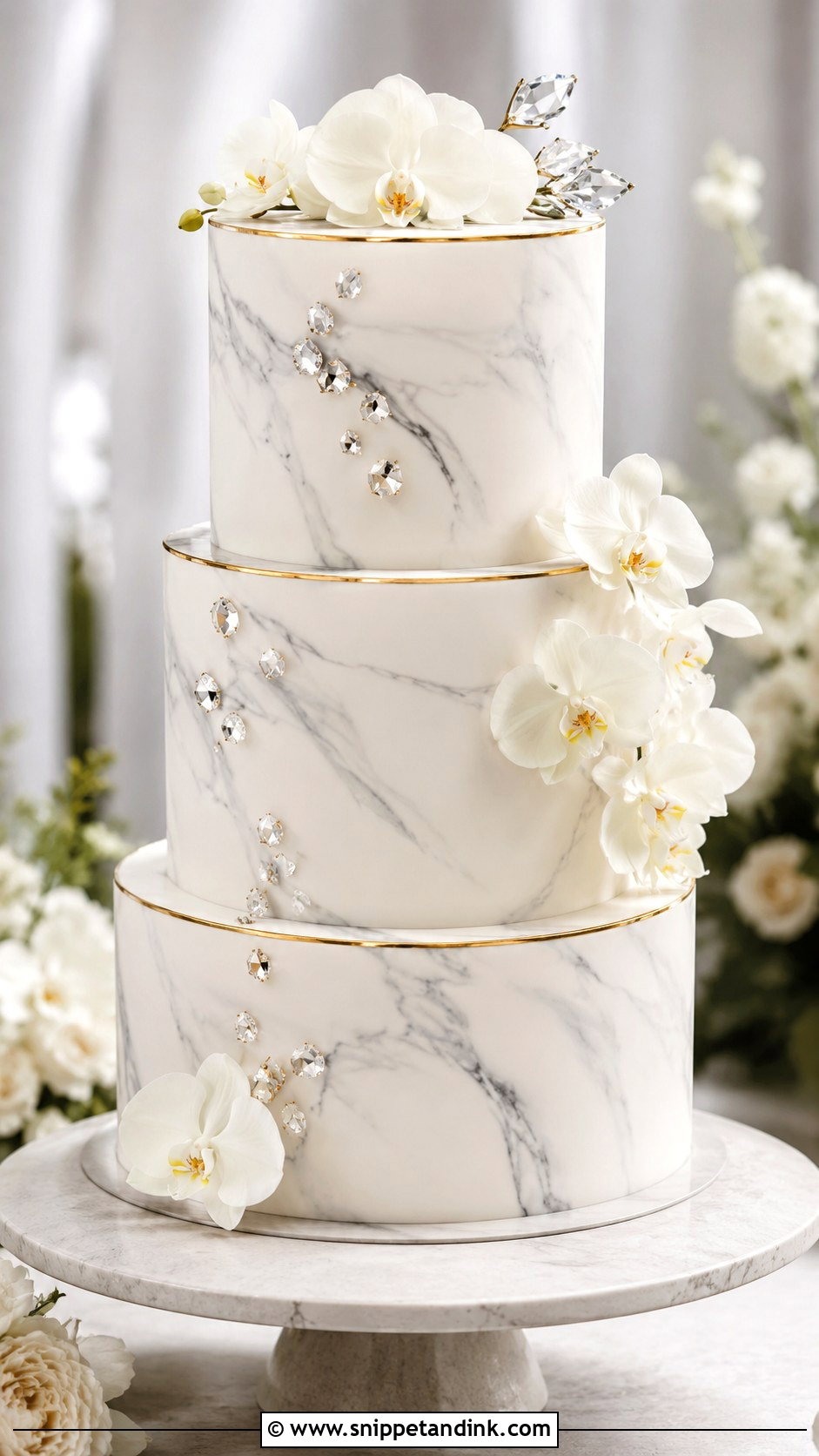 Diamond Marble Wedding Cake - Snippet and Ink - 30 Diamond Wedding Cake Ideas