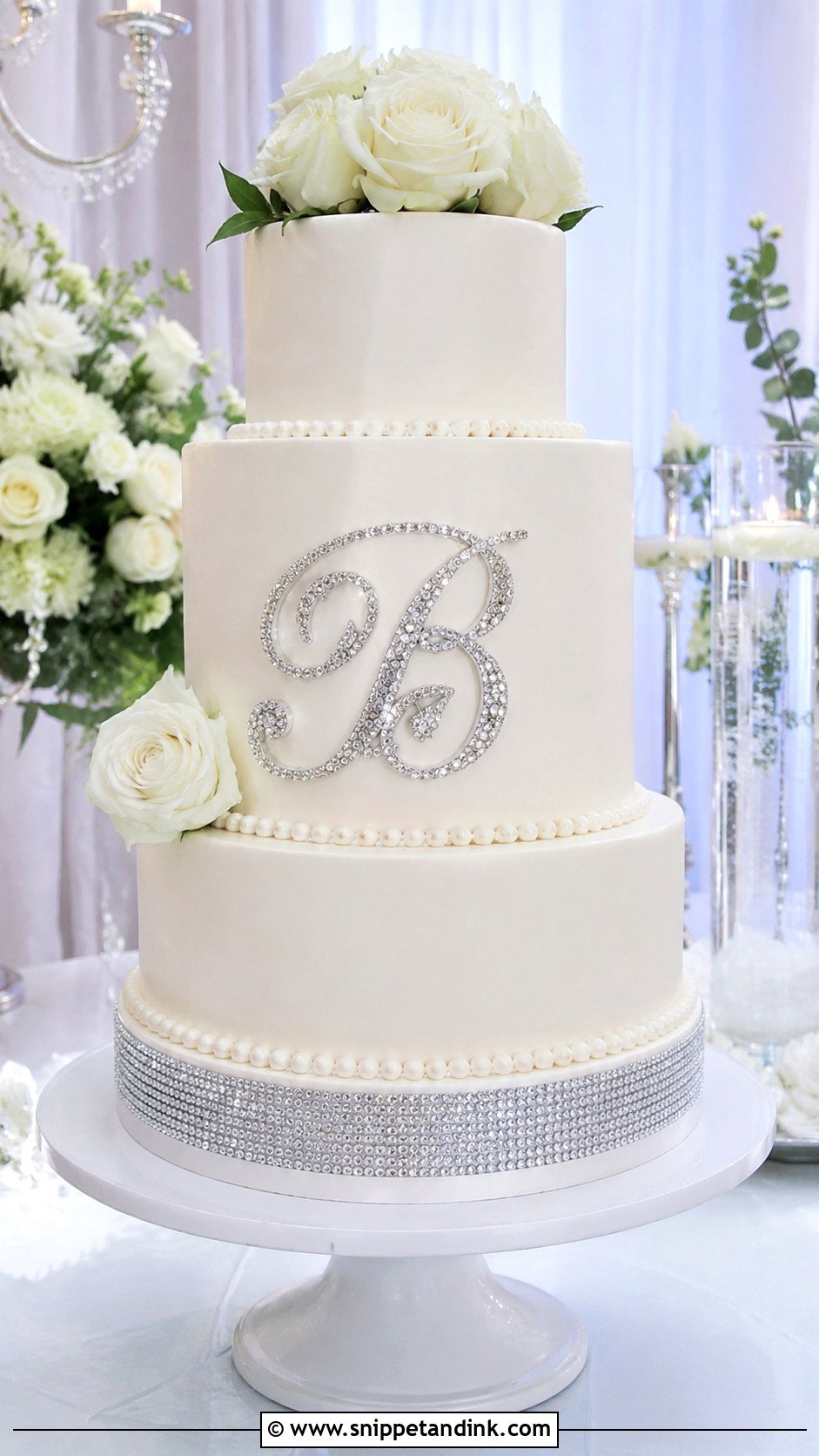 Diamond Monogram Wedding Cake - Snippet and Ink - 25 Diamond Bling Wedding Cakes