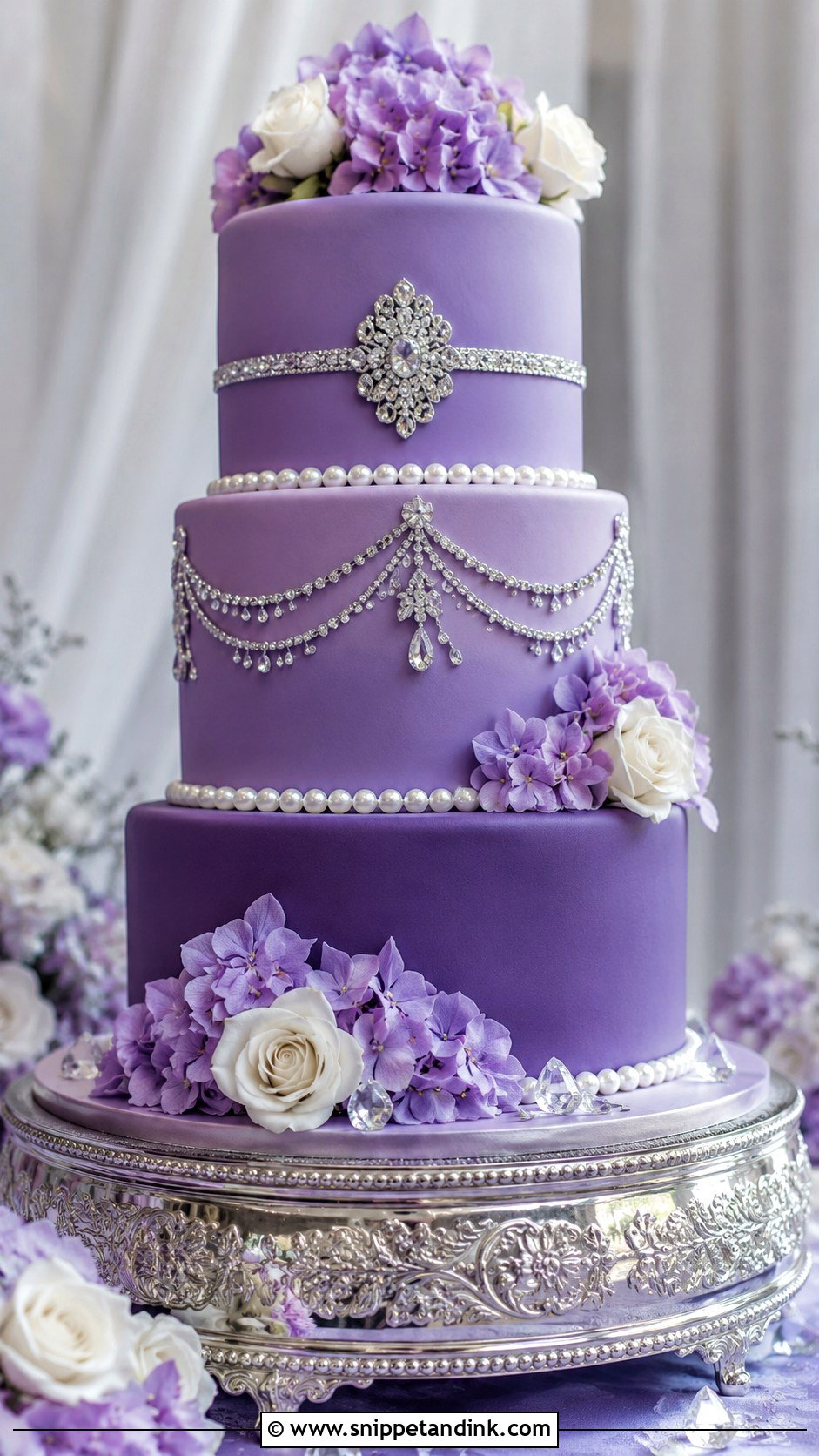 Diamond Purple Wedding Cake - Snippet and Ink - 30 Diamond Wedding Cake Ideas