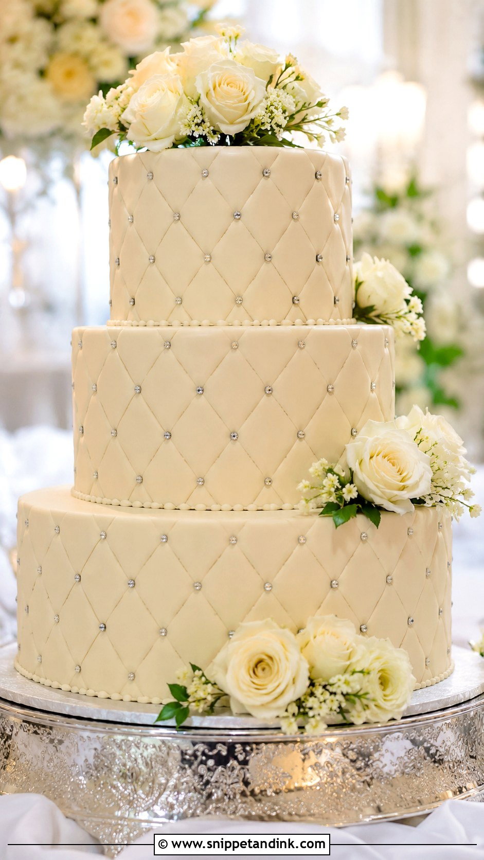 Diamond Quilted Wedding Cake - Snippet and Ink - 30 Diamond Wedding Cake Ideas