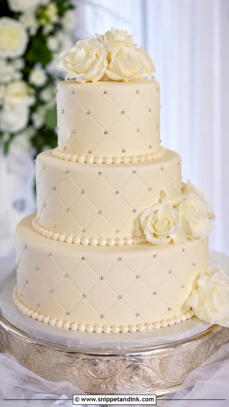 Diamond Quilted Wedding Cake - Snippet and Ink - 25 Diamond Bling Wedding Cakes