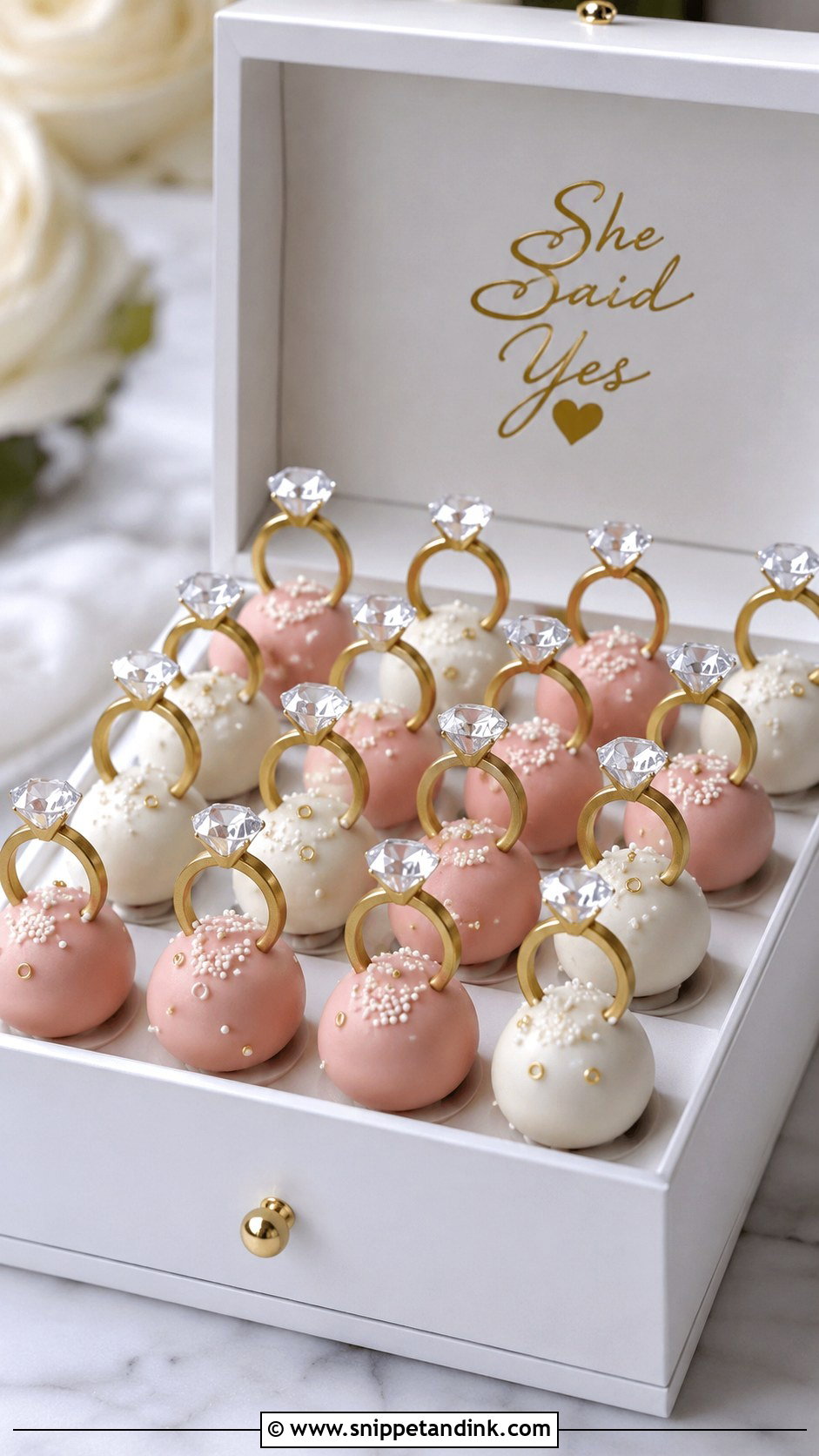 Diamond Ring Bride Cake Pops - Snippet and Ink - 35 Bride Cake Pops