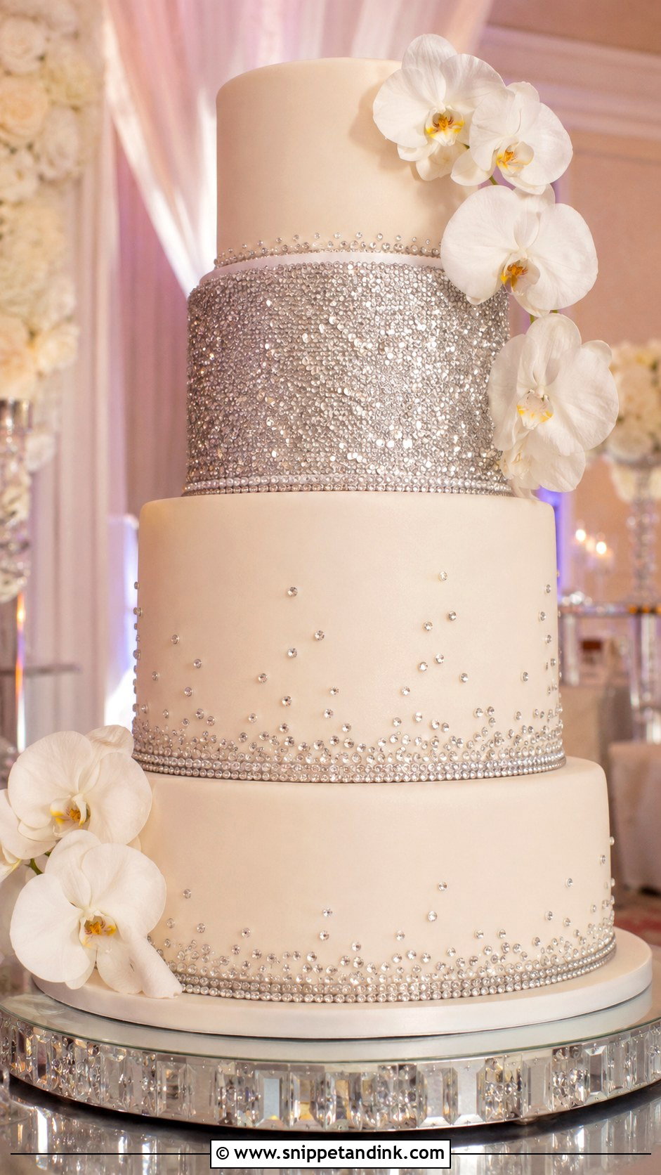 Diamond Sequin Wedding Cake - Snippet and Ink - 25 Diamond Bling Wedding Cakes