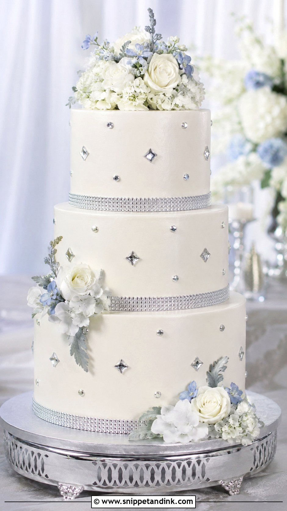 Diamond Silver Wedding Cake - Snippet and Ink - 30 Diamond Wedding Cake Ideas