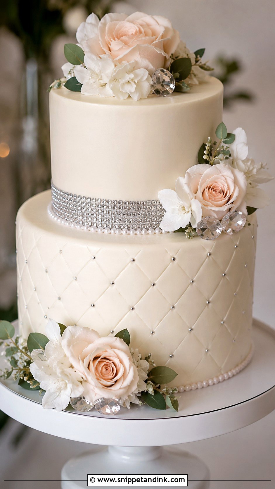 Diamond Two Tier Wedding Cake - Snippet and Ink - 30 Diamond Wedding Cake Ideas