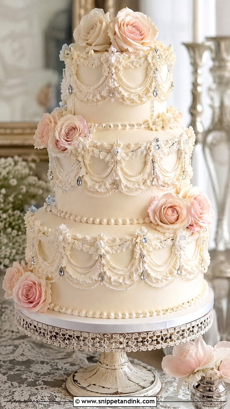 Diamond Vintage Wedding Cake - Snippet and Ink - 30 Diamond Wedding Cake Ideas
