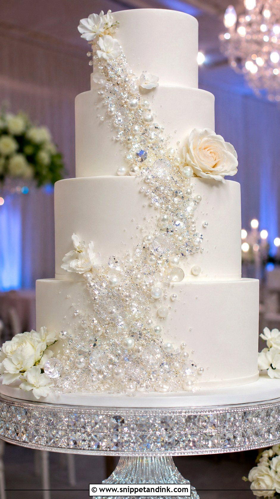 Diamond Waterfall Wedding Cake - Snippet and Ink - 25 Diamond Bling Wedding Cakes