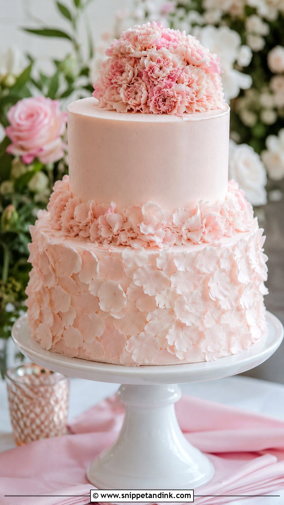 Dianthus Wedding Cake - Snippet and Ink - 20 Edible Flowers on Cake Ideas for Wedding