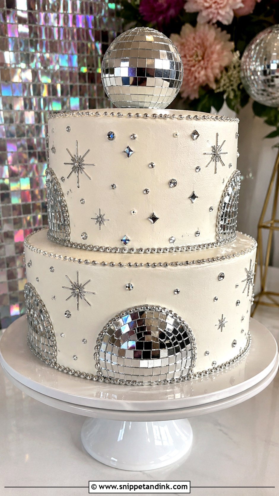 Disco Ball Wedding Cake - Snippet and Ink - 20 Groovy Wedding Cake Ideas