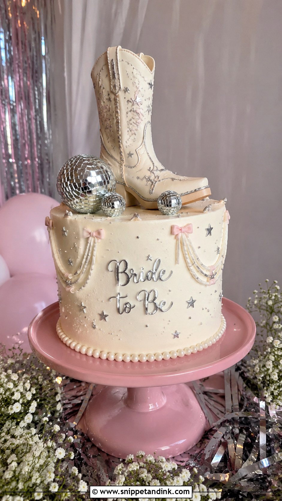 Disco Boot Cake - Snippet and Ink - 25 Disco Cowgirl Bachelorette Cake Ideas for Wedding