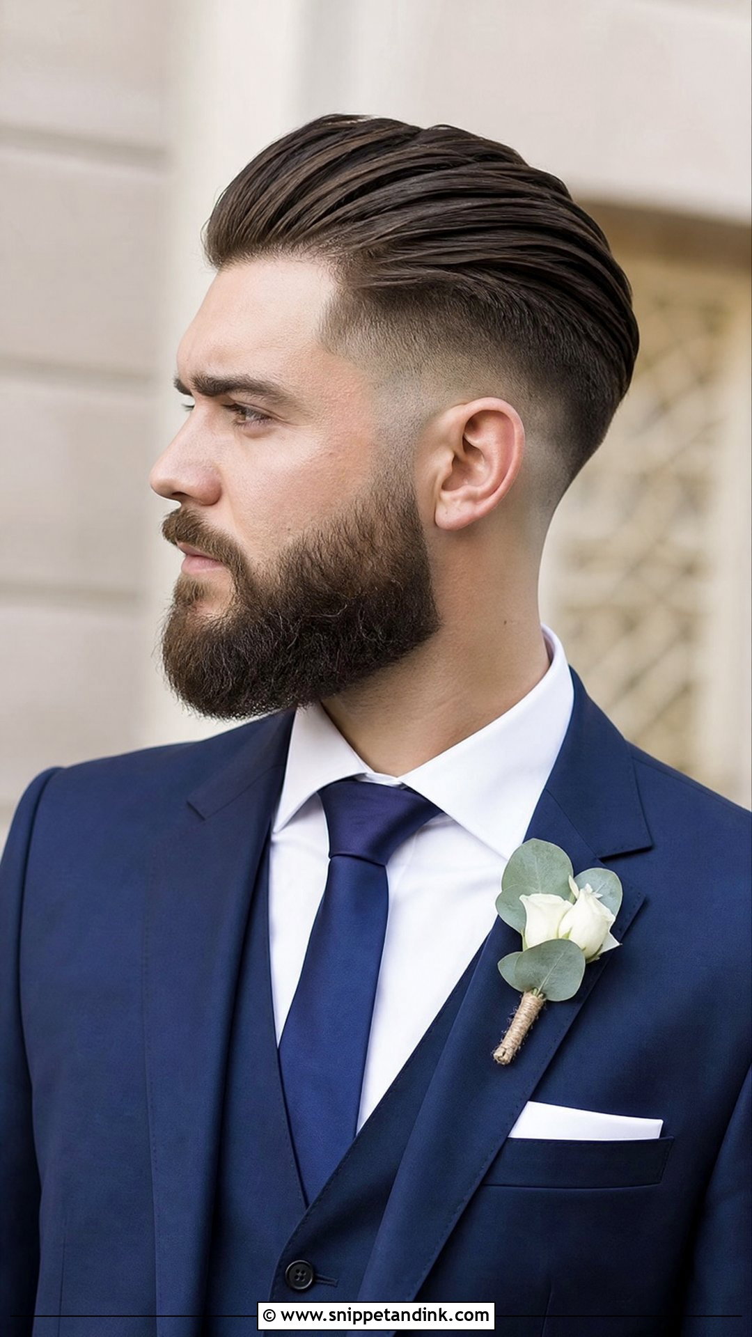 Disconnected Undercut With Full Beard - Snippet and Ink - 20 Groom Hairstyle Men Wedding with Beard Ideas