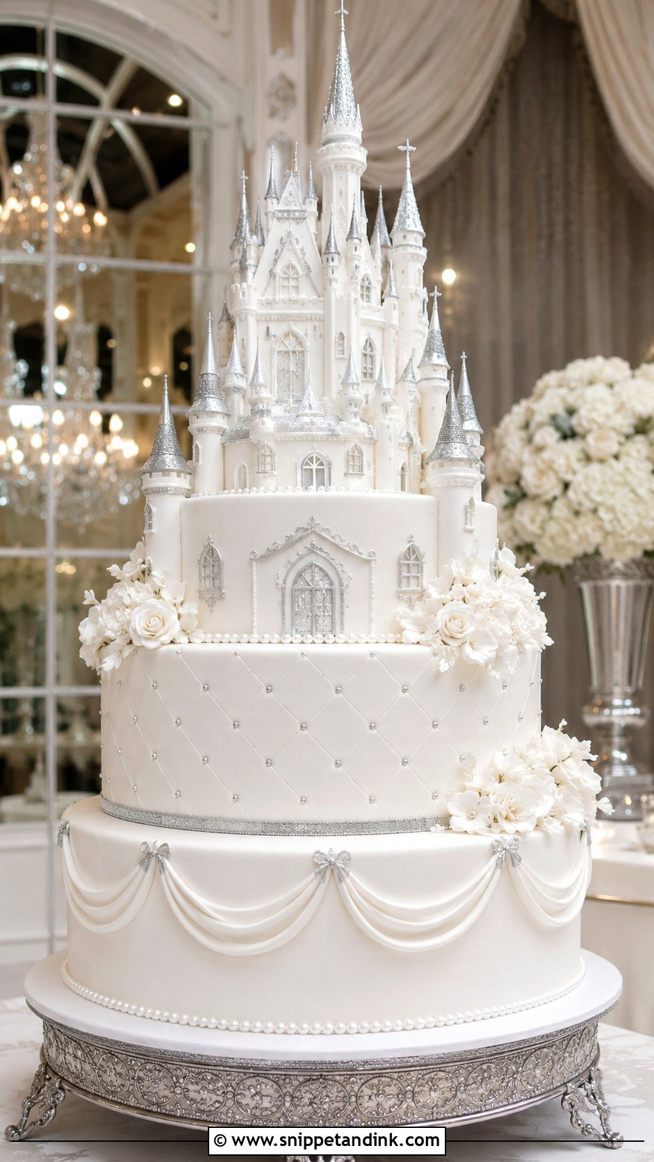 Disney Castle Wedding Cake With Fondant - Snippet and Ink - 20 Disney Castle Wedding Cake Ideas