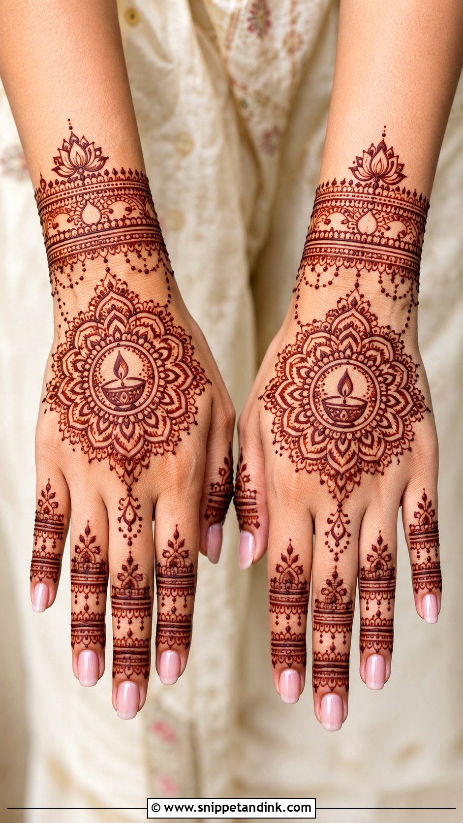 Diwali Back Hand Mehndi Design - Snippet and Ink - 30 Aesthetic Back Hand Mehndi Designs