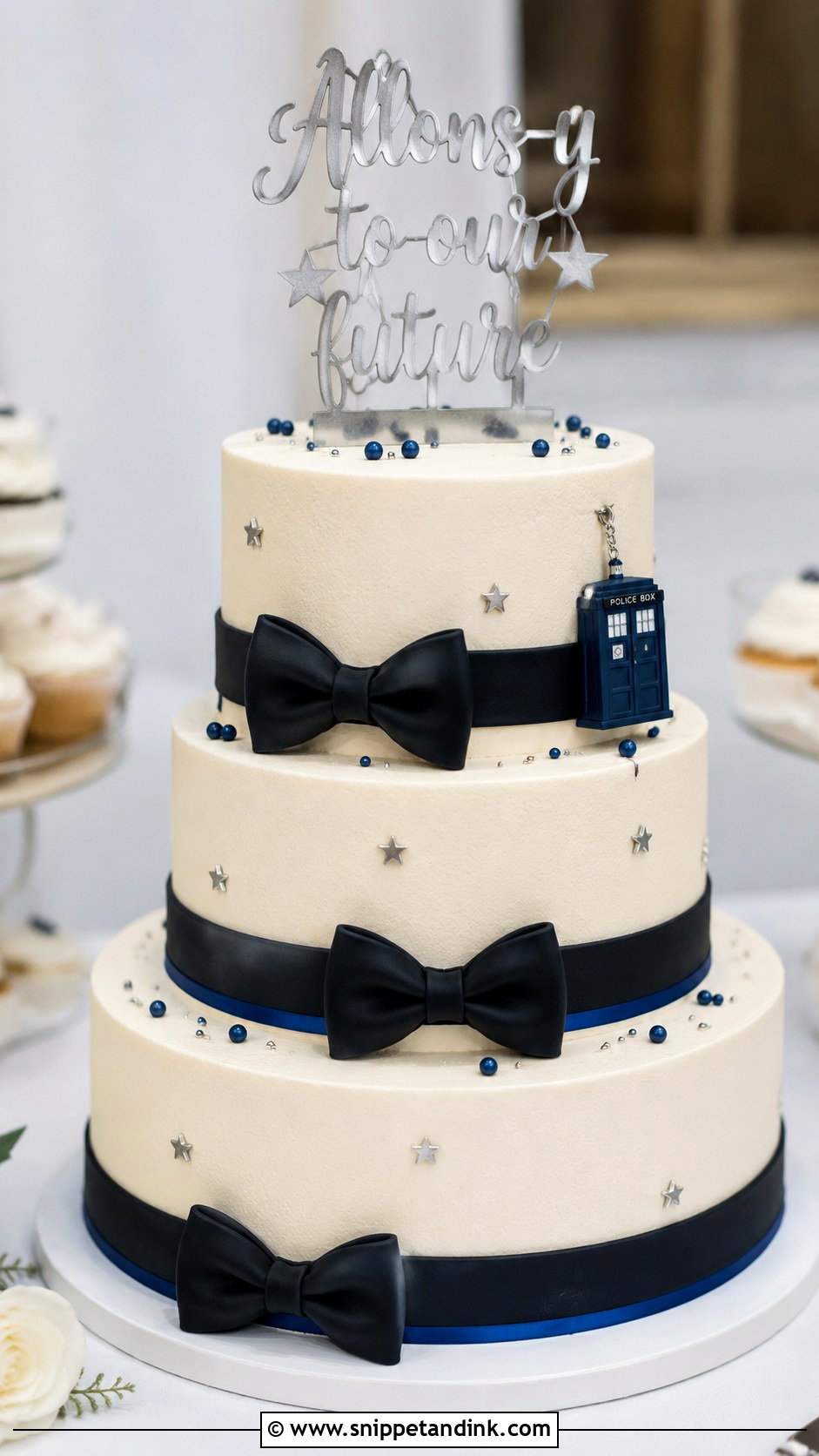 Doctor Who Bow Tie Wedding Cake - Snippet and Ink - 20 Doctor Who Wedding Cake Ideas