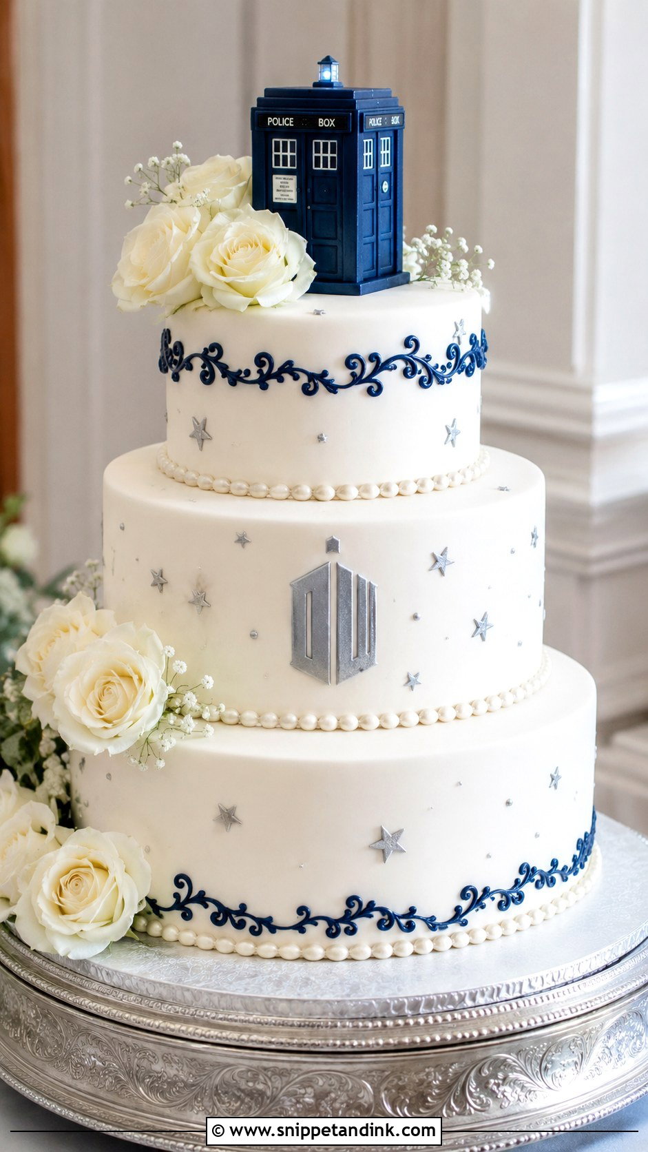 Doctor Who White Wedding Cake - Snippet and Ink - 20 Doctor Who Wedding Cake Ideas