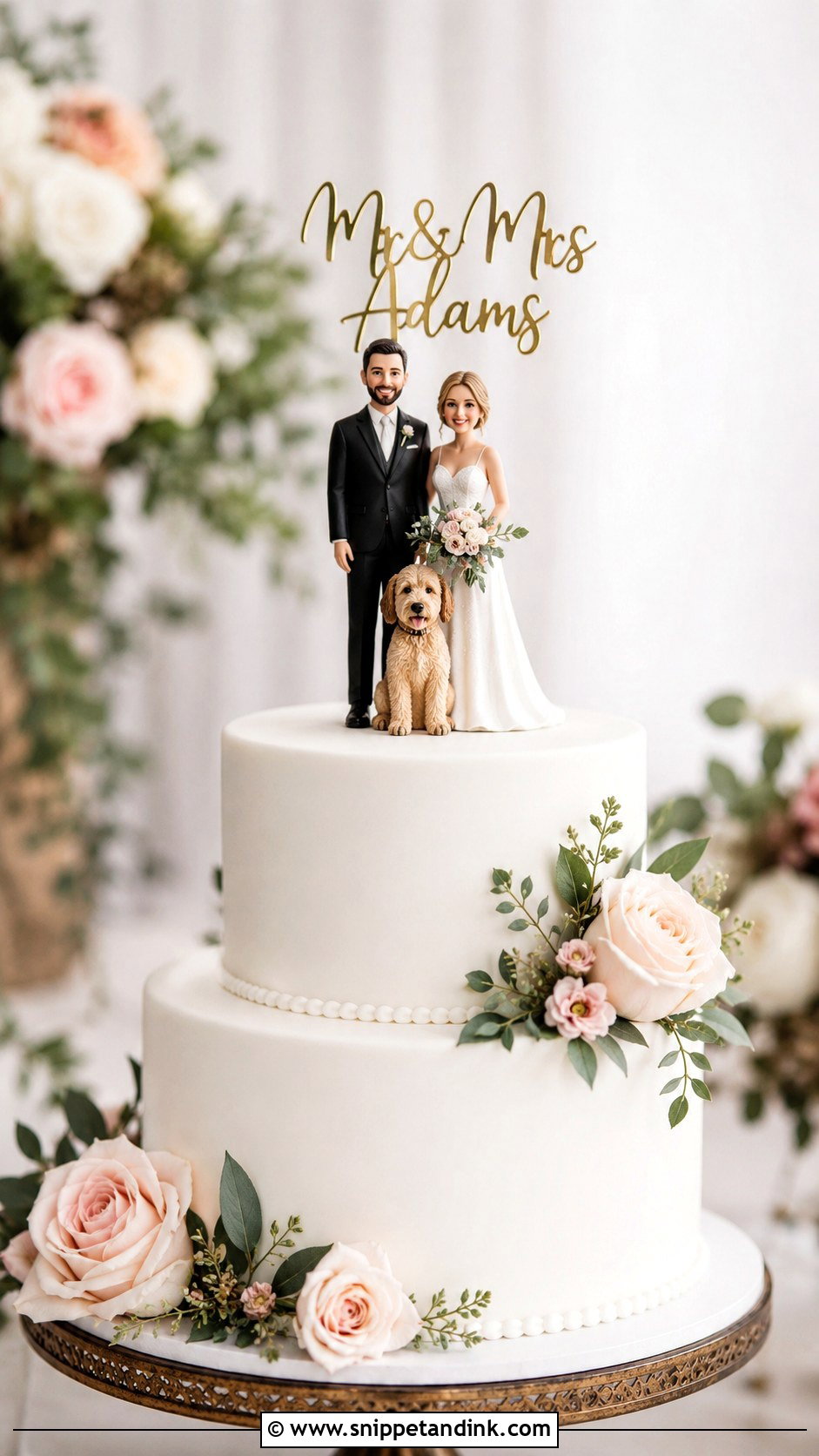 Dog And Couple Wedding Cake Topper - Snippet and Ink - 20 Dog Wedding Cake Decoration Ideas