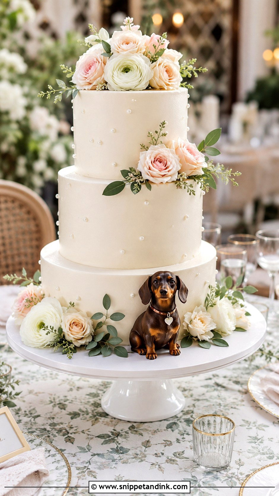 Dog At Base Wedding Cake - Snippet and Ink - 25 Dog in Wedding Cake Ideas