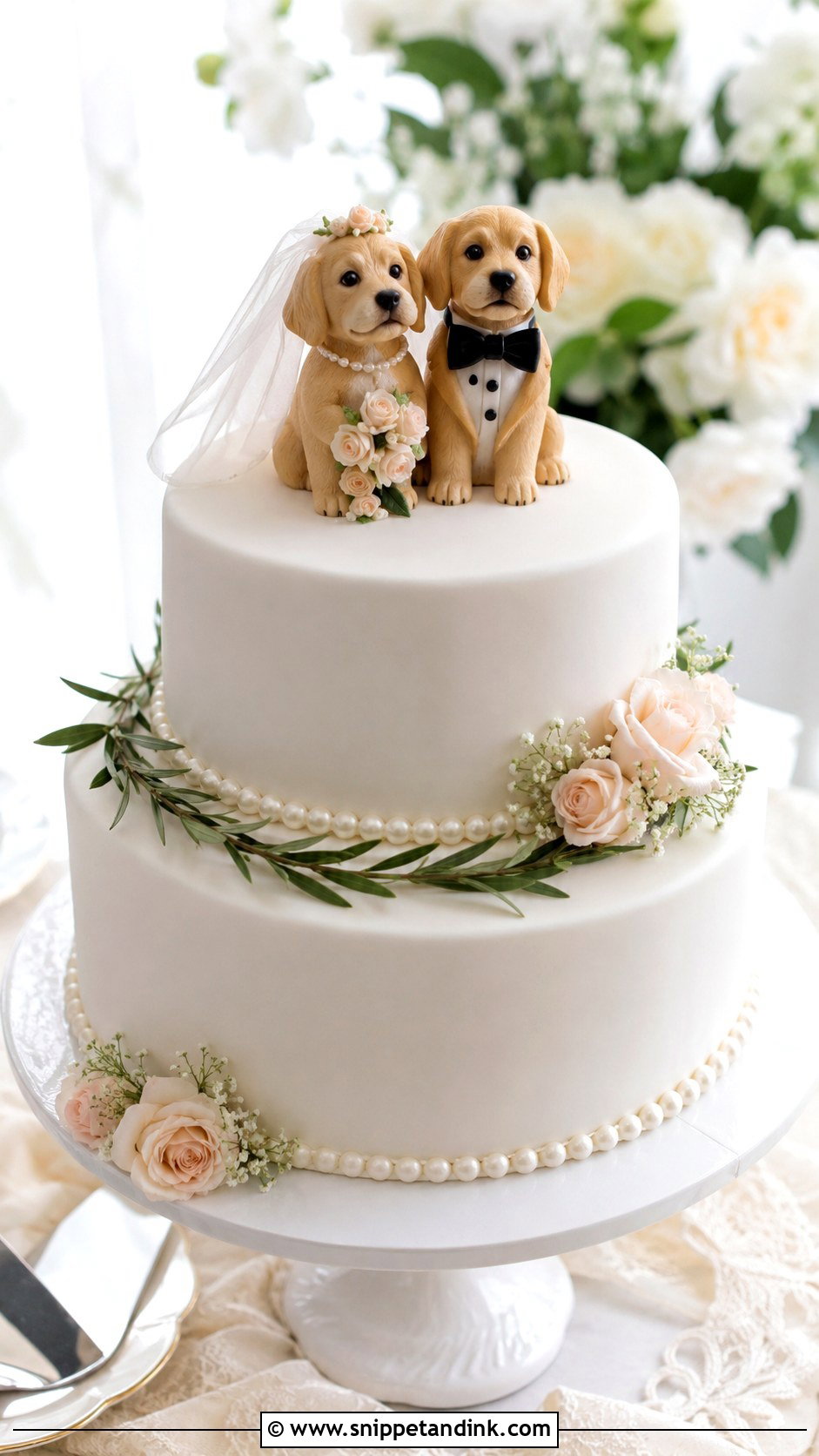 Dog Bride And Groom Wedding Cake - Snippet and Ink - 25 Dog in Wedding Cake Ideas