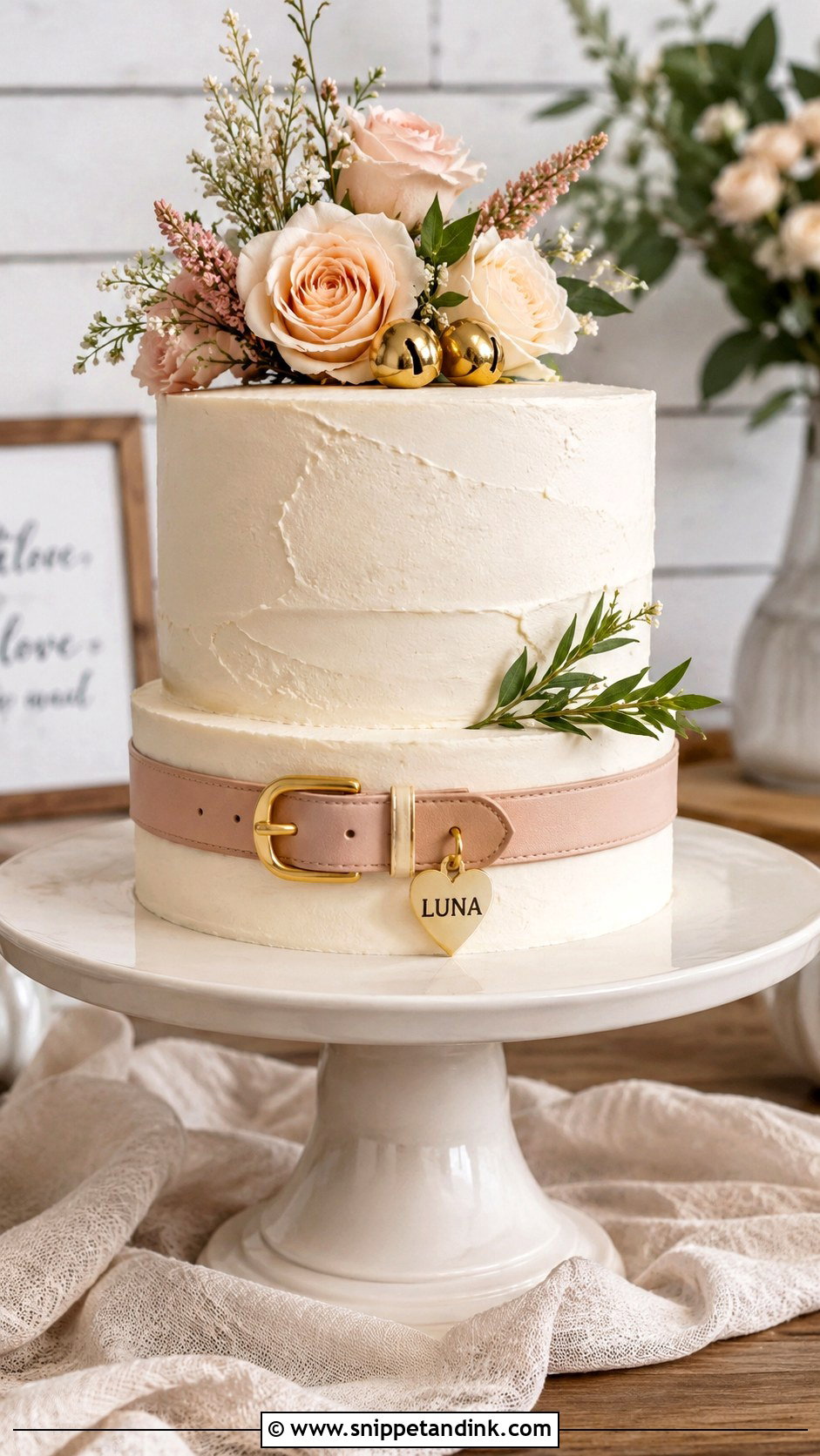 Dog Collar Wedding Cake - Snippet and Ink - 20 Dog Wedding Cake Decoration Ideas