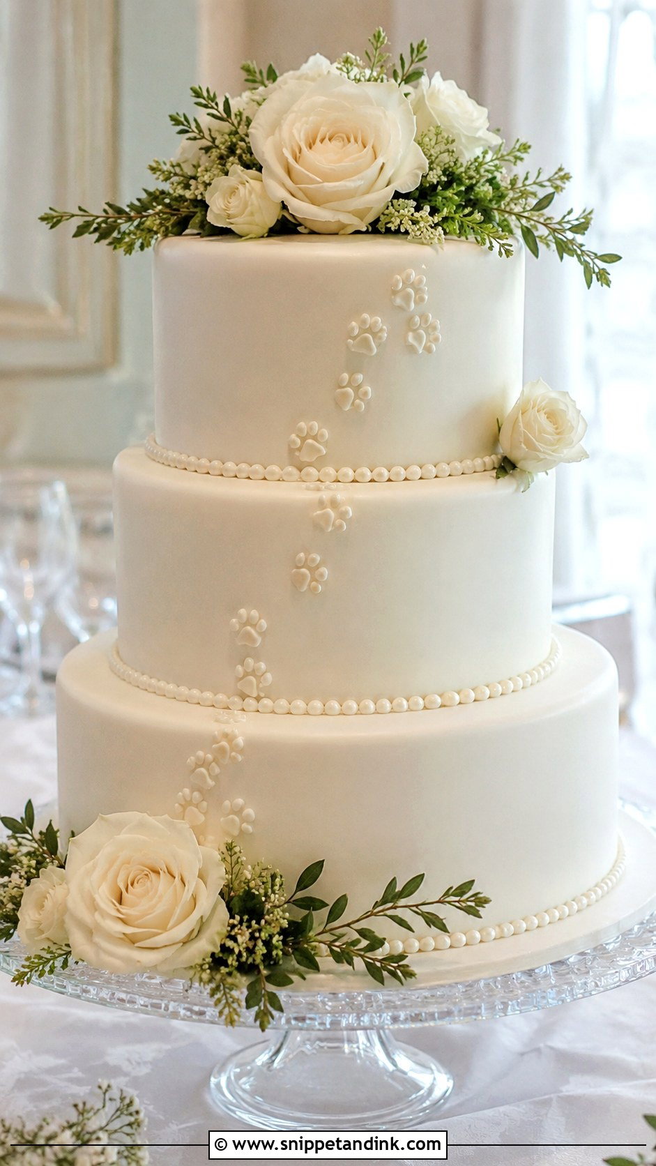 Dog Footprint Wedding Cake - Snippet and Ink - 20 Dog Wedding Cake Decoration Ideas