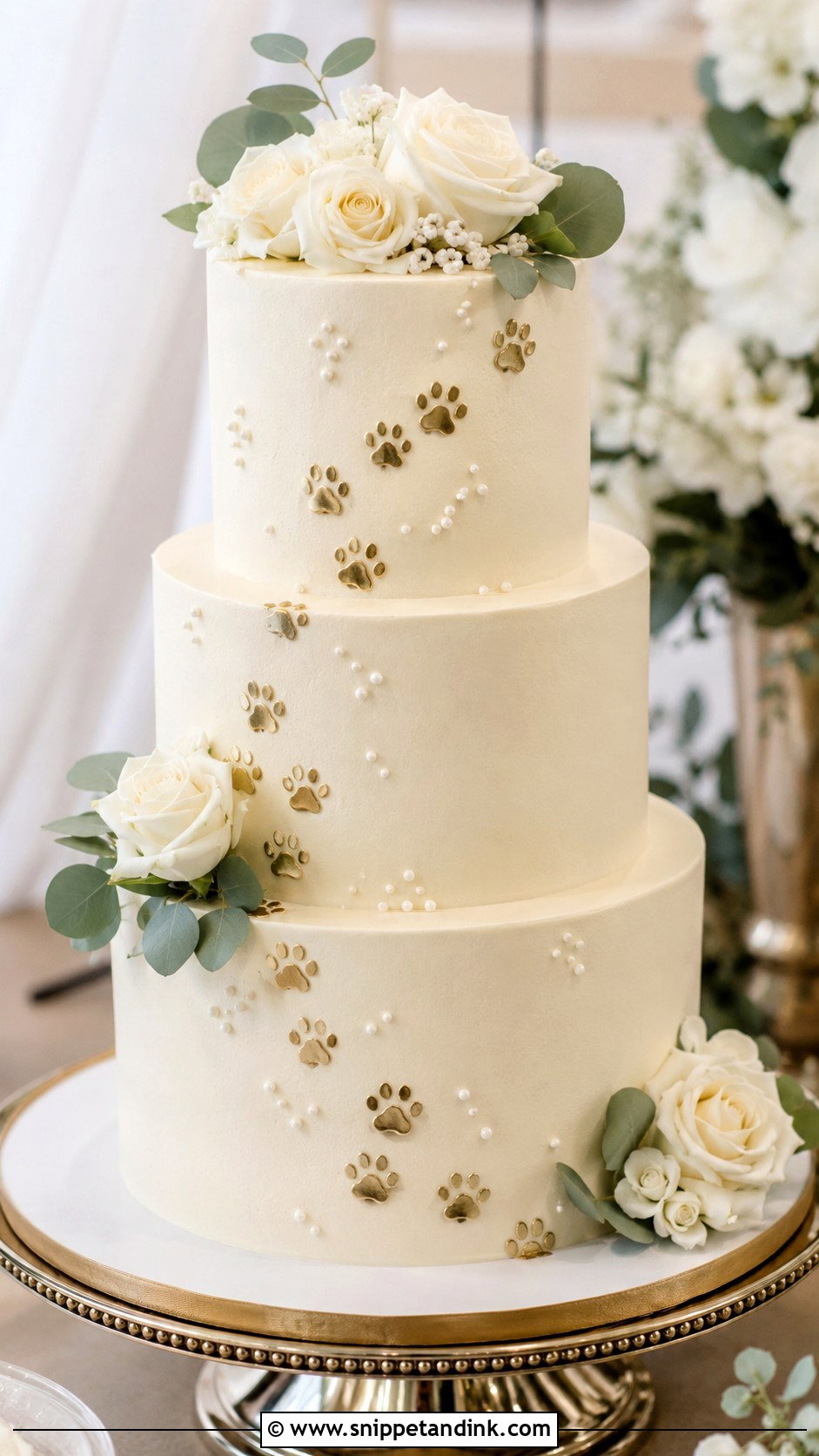Dog Paw Print Wedding Cake - Snippet and Ink - 20 Dog Wedding Cake Decoration Ideas