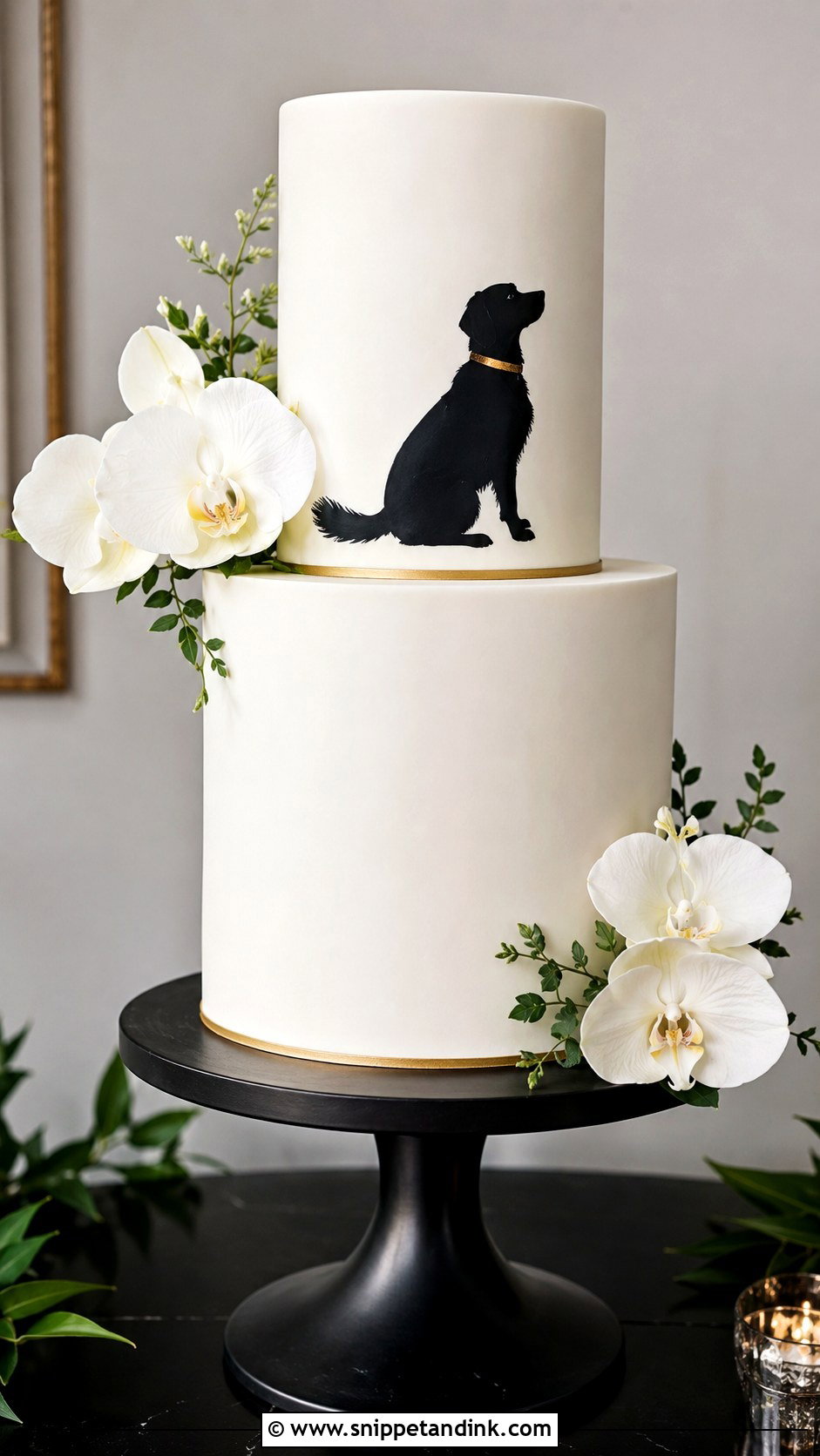 Dog Silhouette Wedding Cake - Snippet and Ink - 25 Dog in Wedding Cake Ideas