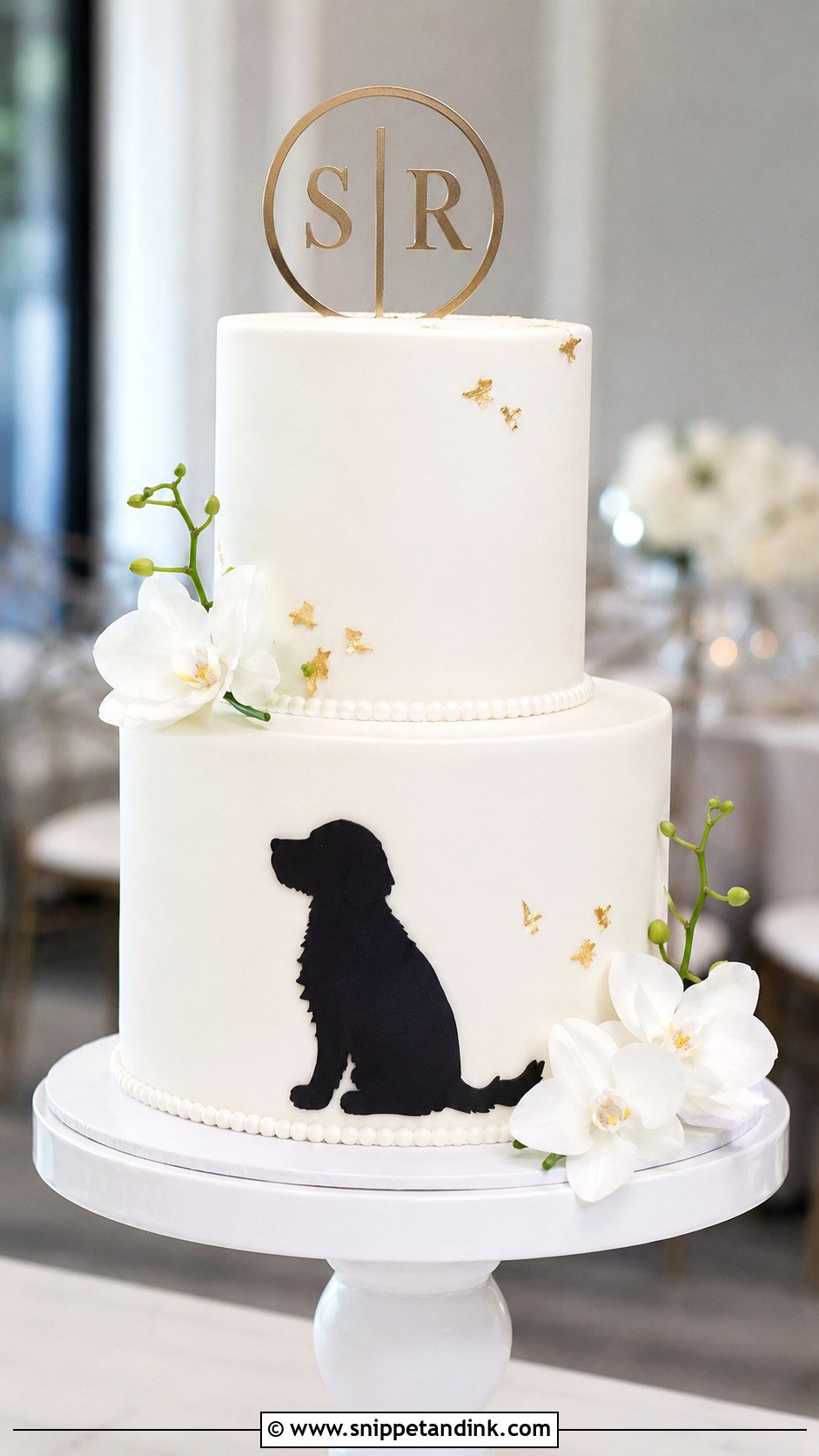 Dog Silhouette Wedding Cake - Snippet and Ink - 20 Dog Wedding Cake Decoration Ideas
