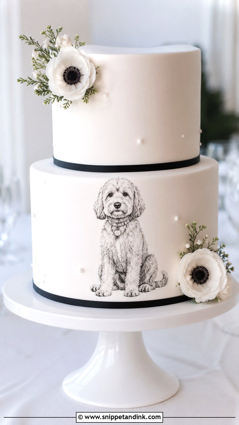 Dog Sketch Wedding Cake - Snippet and Ink - 25 Dog in Wedding Cake Ideas