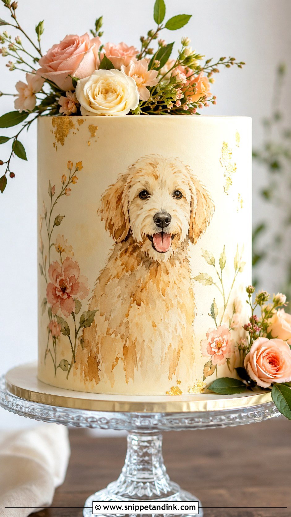 Dog Watercolor Wedding Cake - Snippet and Ink - 25 Dog in Wedding Cake Ideas