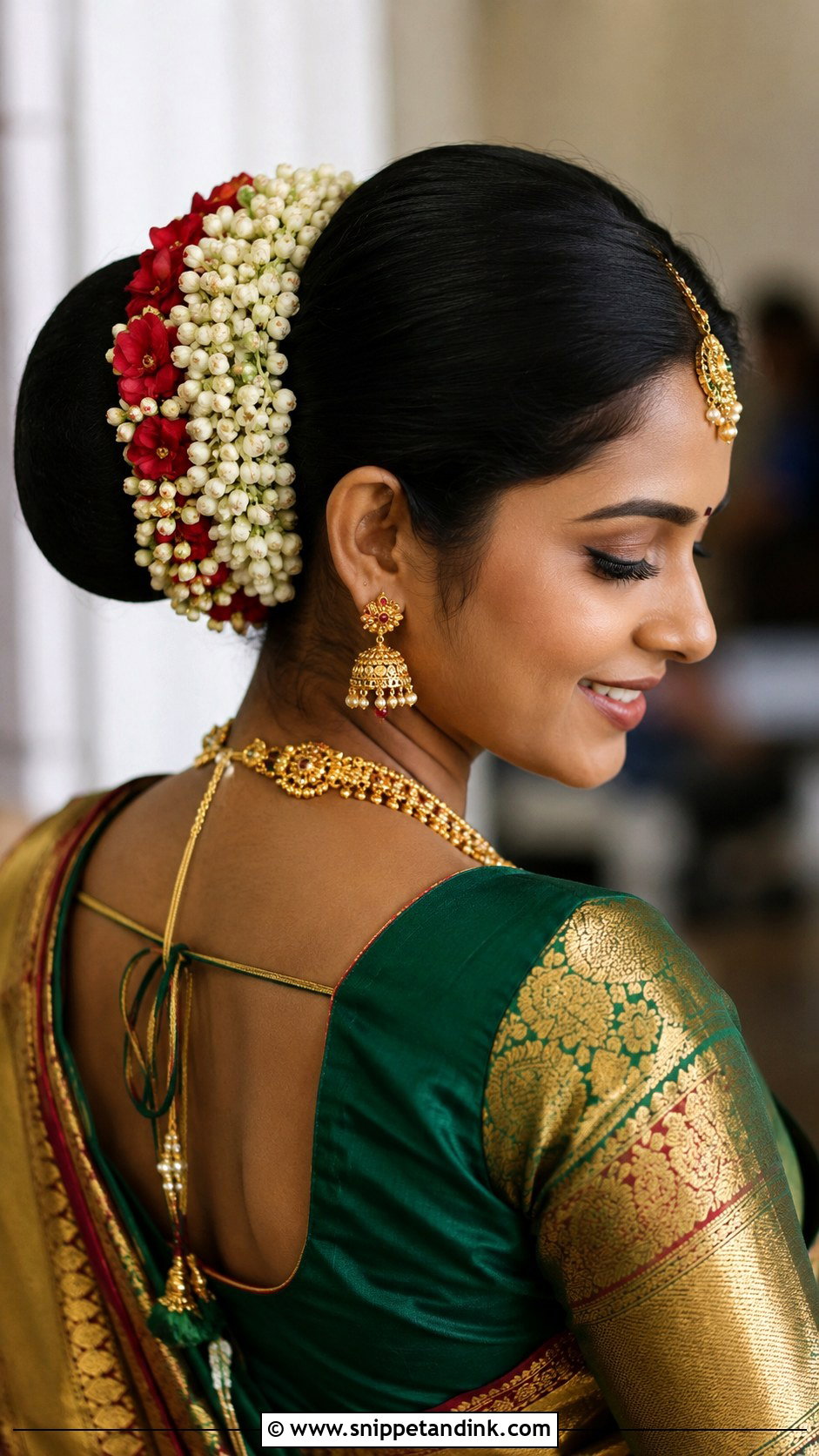 Donut Bun For South Indian Bride - Snippet and Ink - 25 Indian Front Look Bridal Bun Hairstyles
