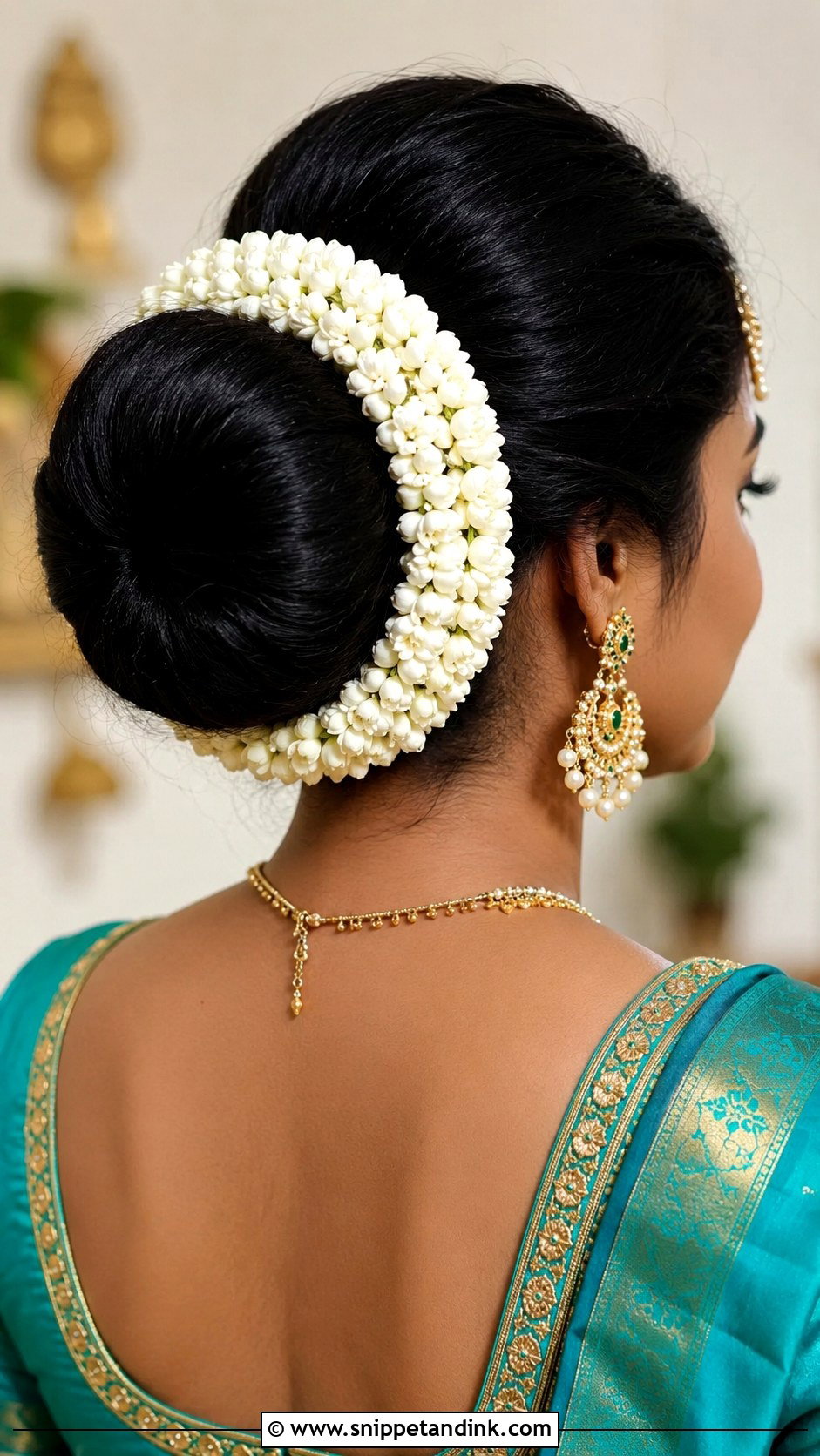 Donut Bun With Flower Border - Snippet and Ink - 25 Telugu Bride Hairstyles